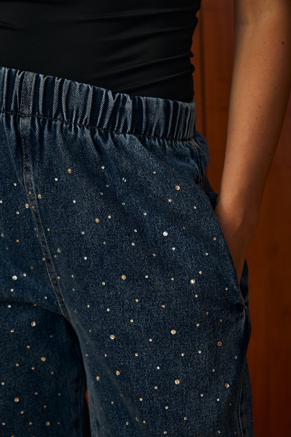 MERWİSH PALAZZO TAŞLI DENİM - KOYU LACİVERT