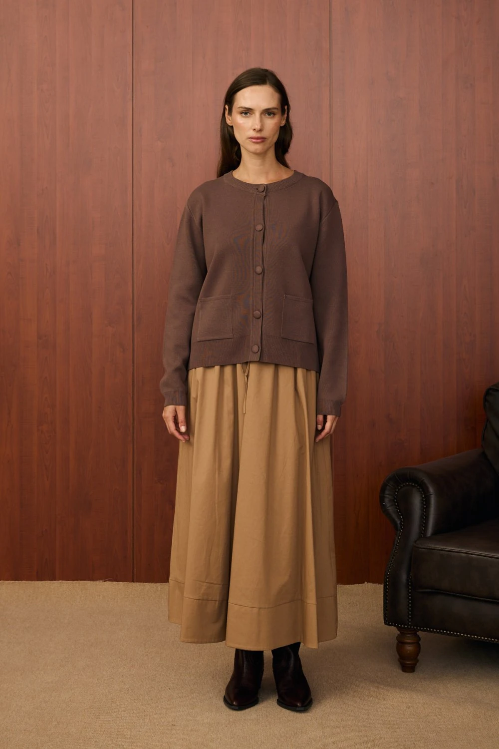 MERWİSH BOMBER MİNİ HIRKA - KAHVE