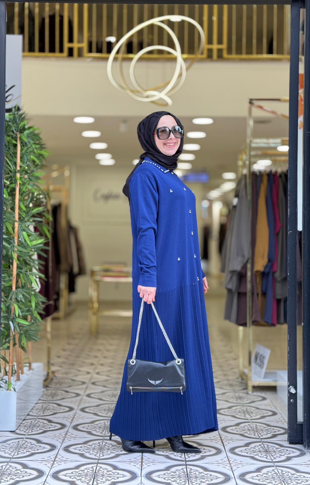 LEYDİ TRİKO ELBİSE - LACİVERT