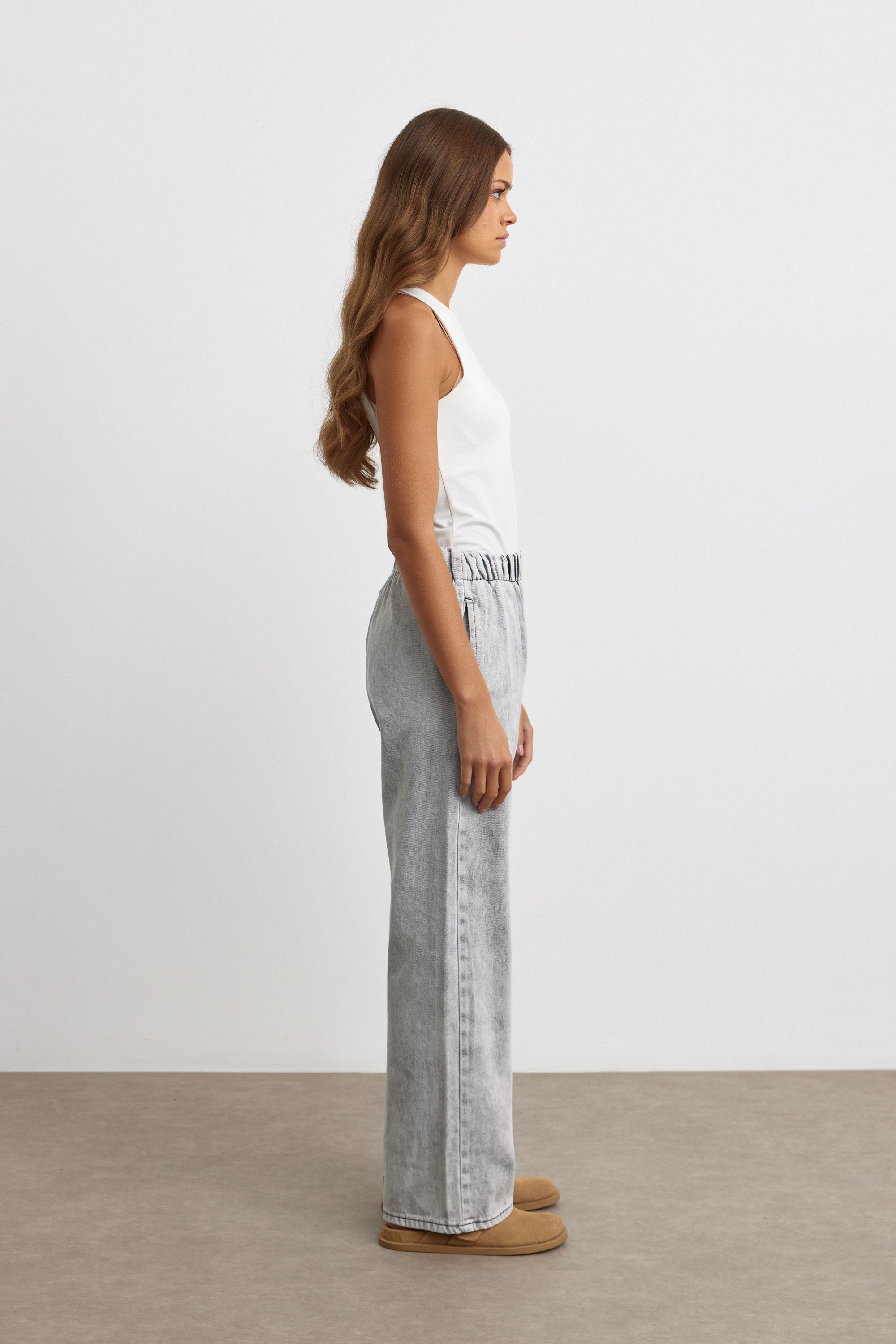 PLAZZO NEW DENİM PANTOLON - GRİ