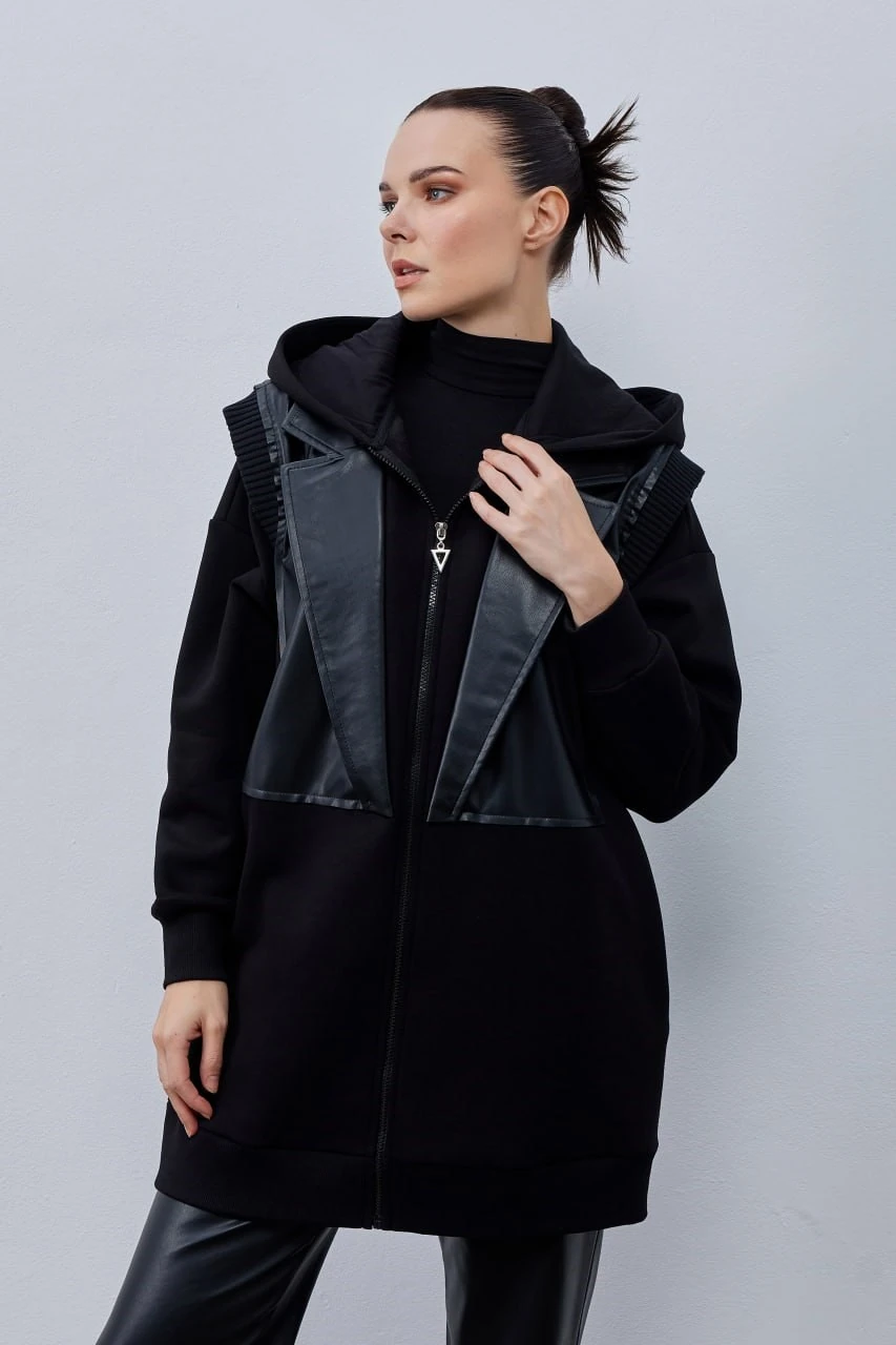 YARGIÇ YAKA DERİ DETAYLI KAP