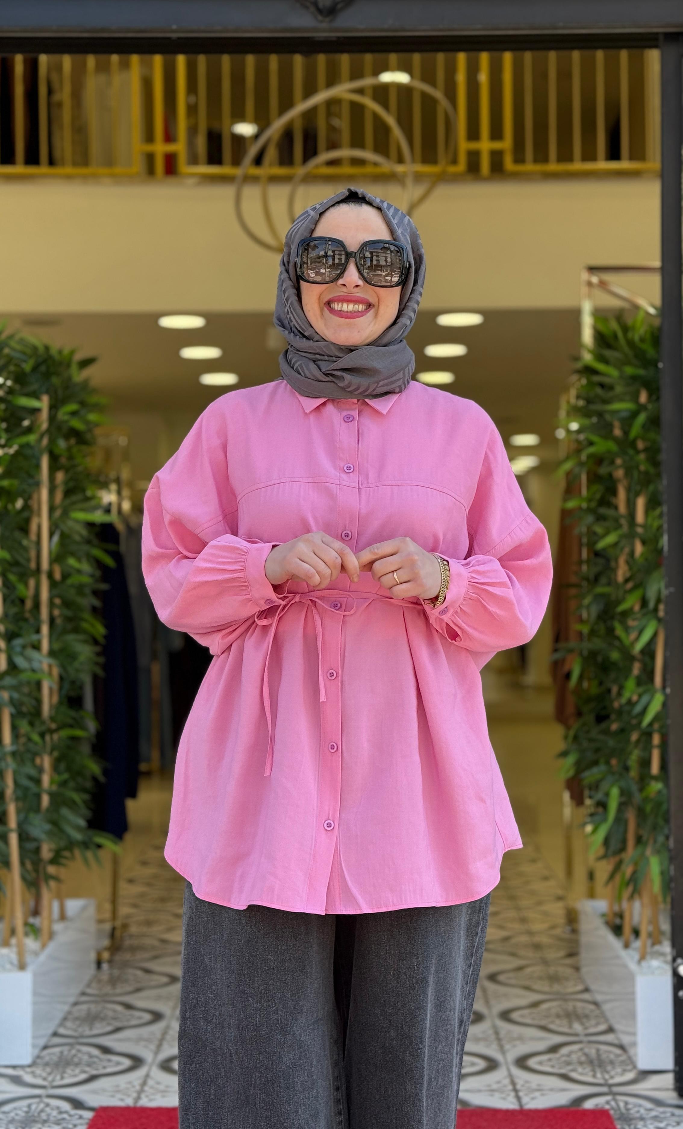 KÖSTE TENSEL GÖMLEK - PEMBE