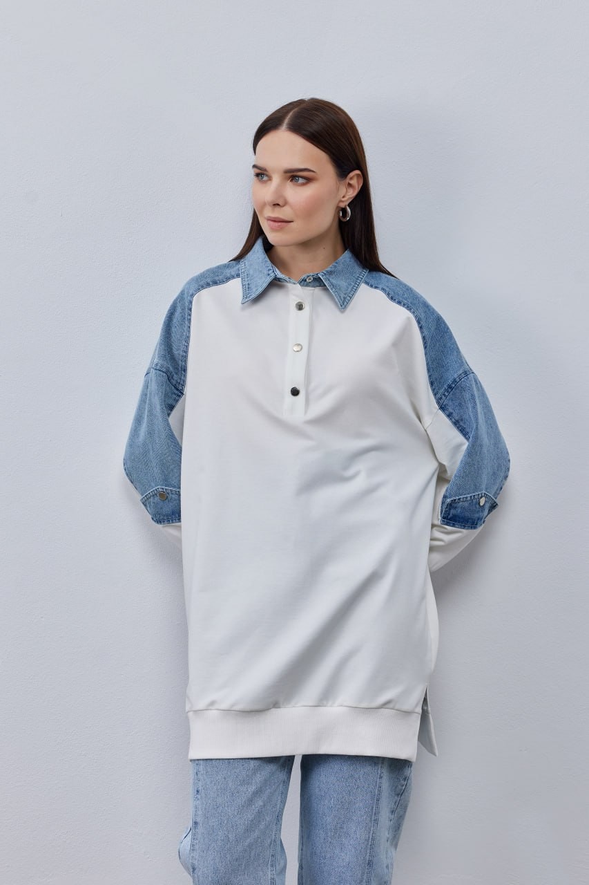 POLO YAKA KOT DETAYLI SWEAT