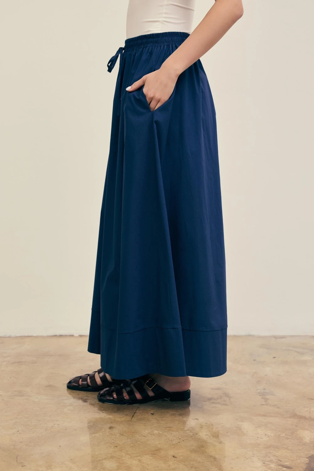 MERWİSH POPLİN ETEK - LACİVERT
