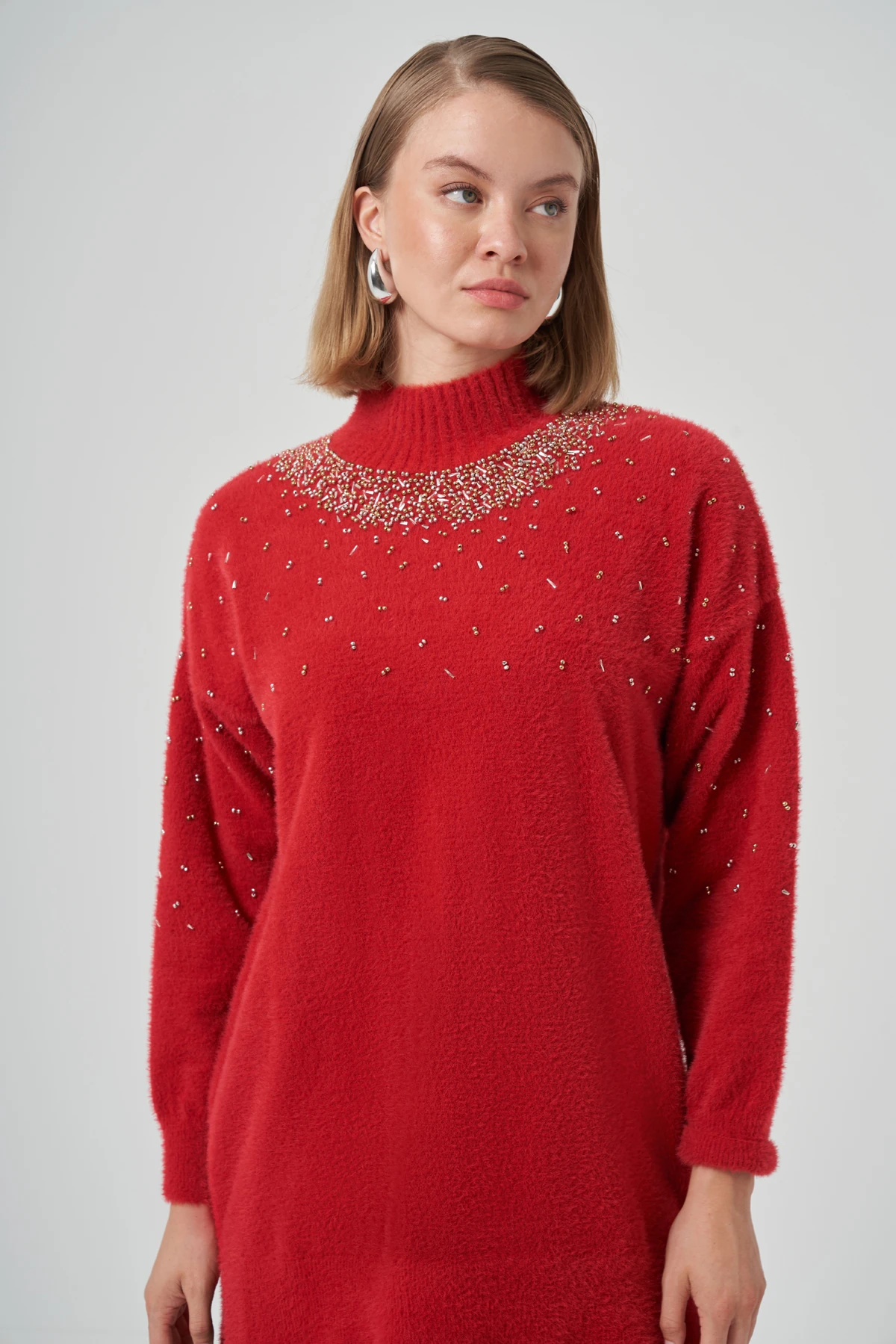 NUSS NUVİA TAŞ ANGORA TUNİK