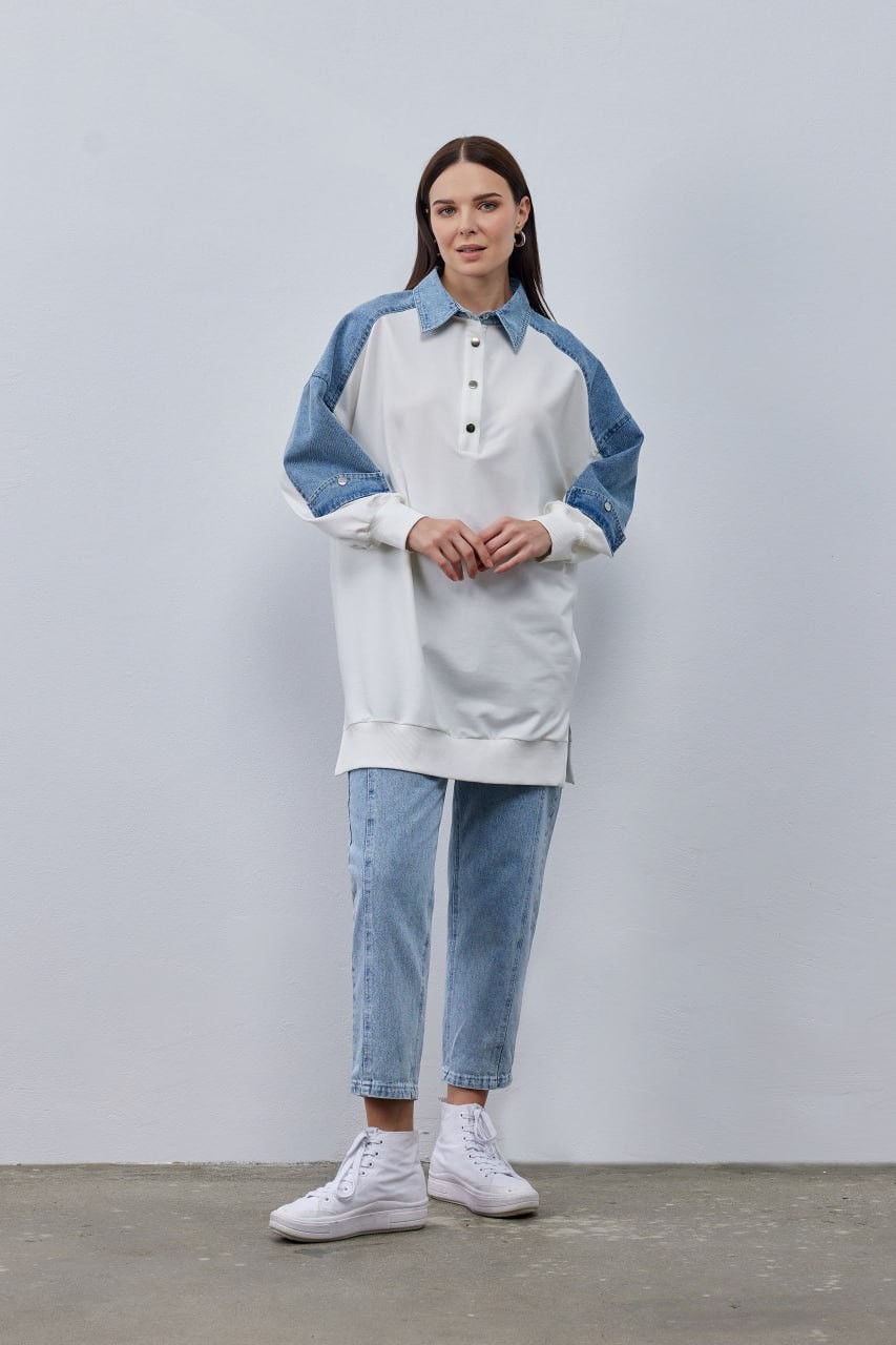 POLO YAKA KOT DETAYLI SWEAT
