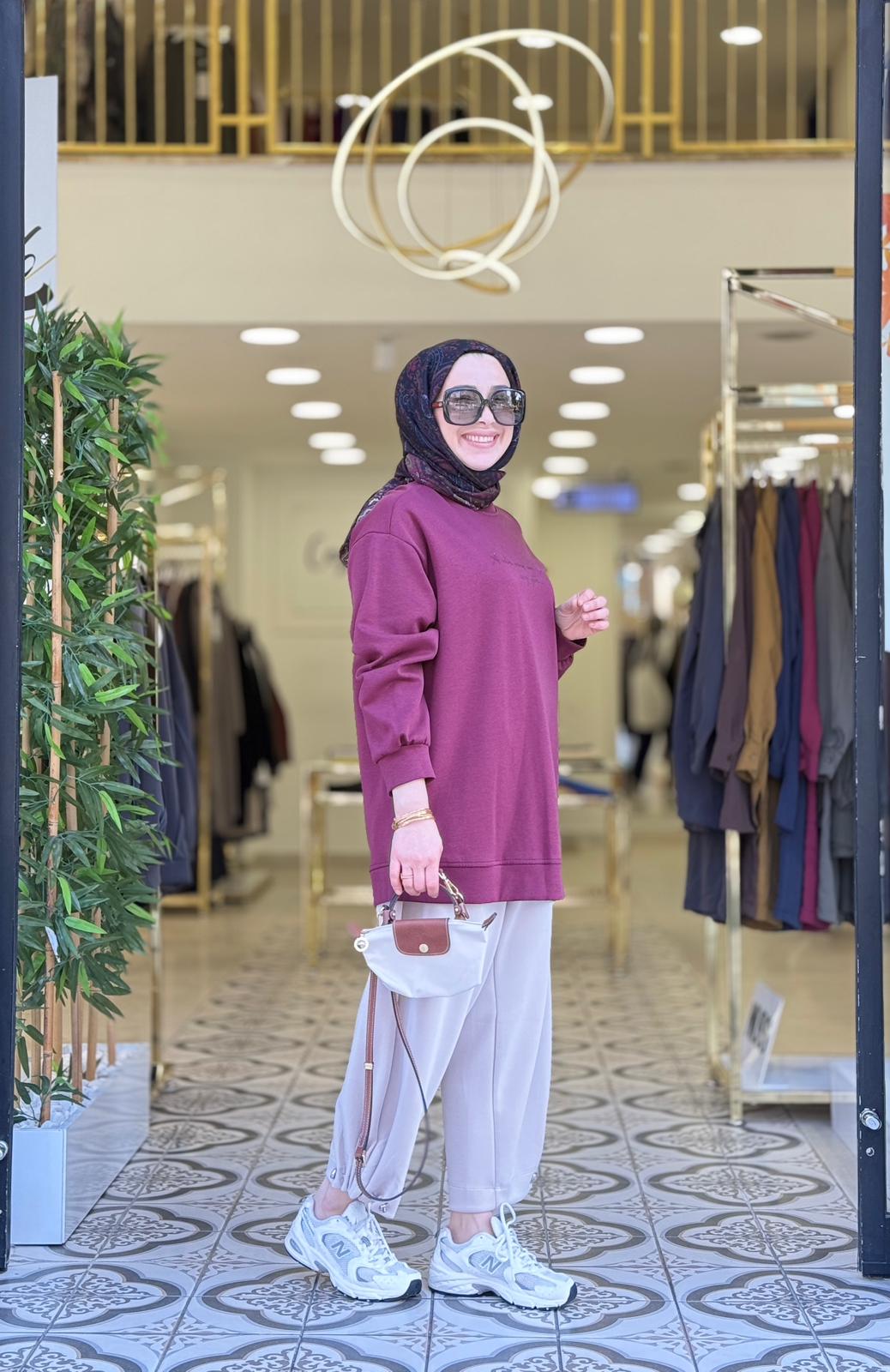 MAJA PARLAK TONATON TSHIRT - BORDO