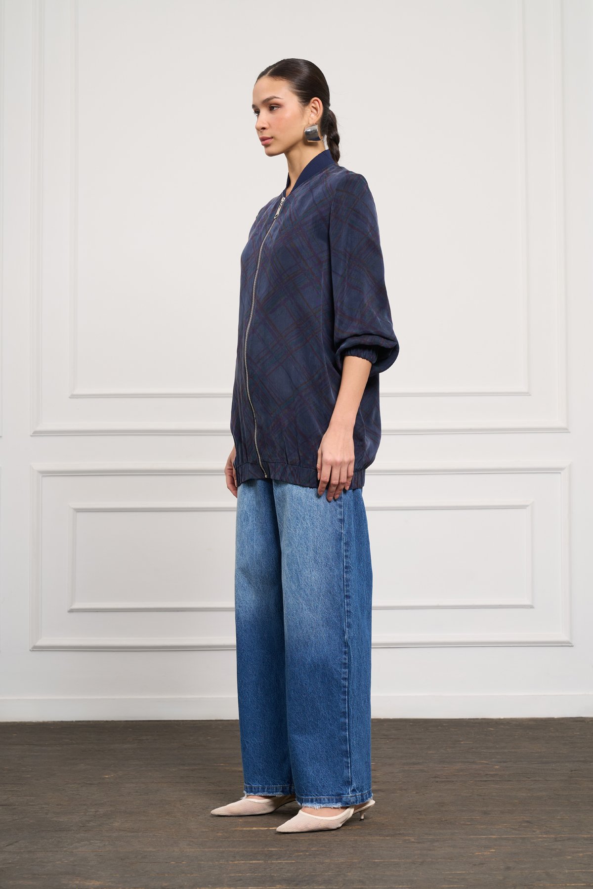 NUSS LEA BOMBER KAP - LACİVERT
