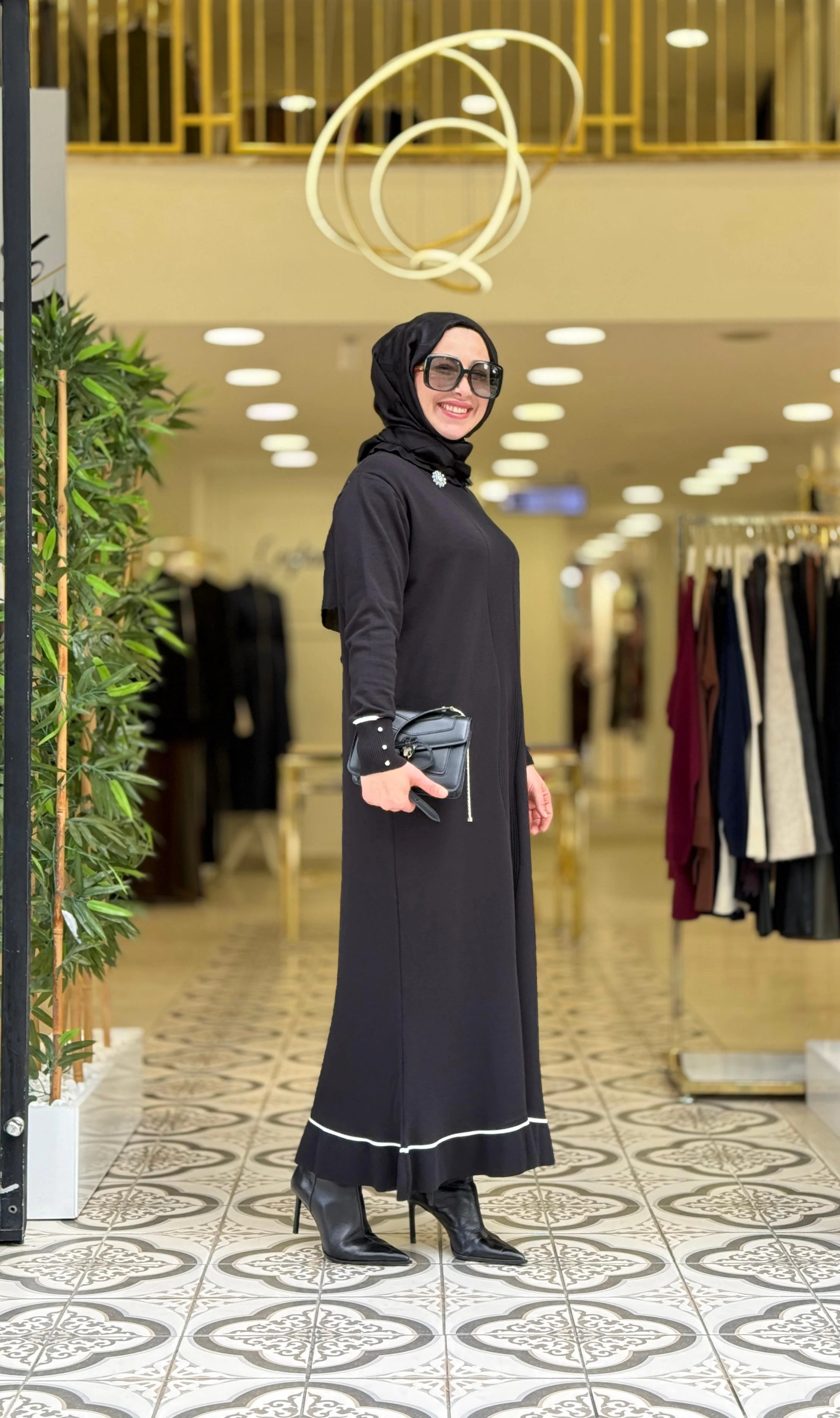 VEVA TRİKO ELBİSE - SİYAH