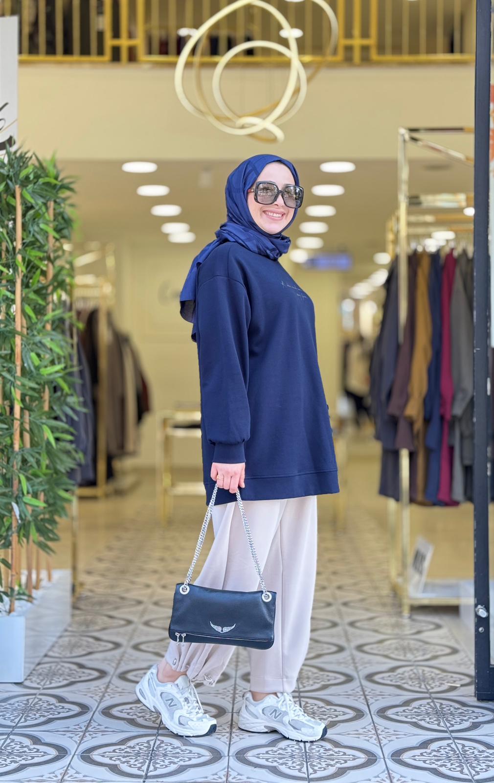 MAJA PARLAK TONATON TSHIRT - LACİVERT