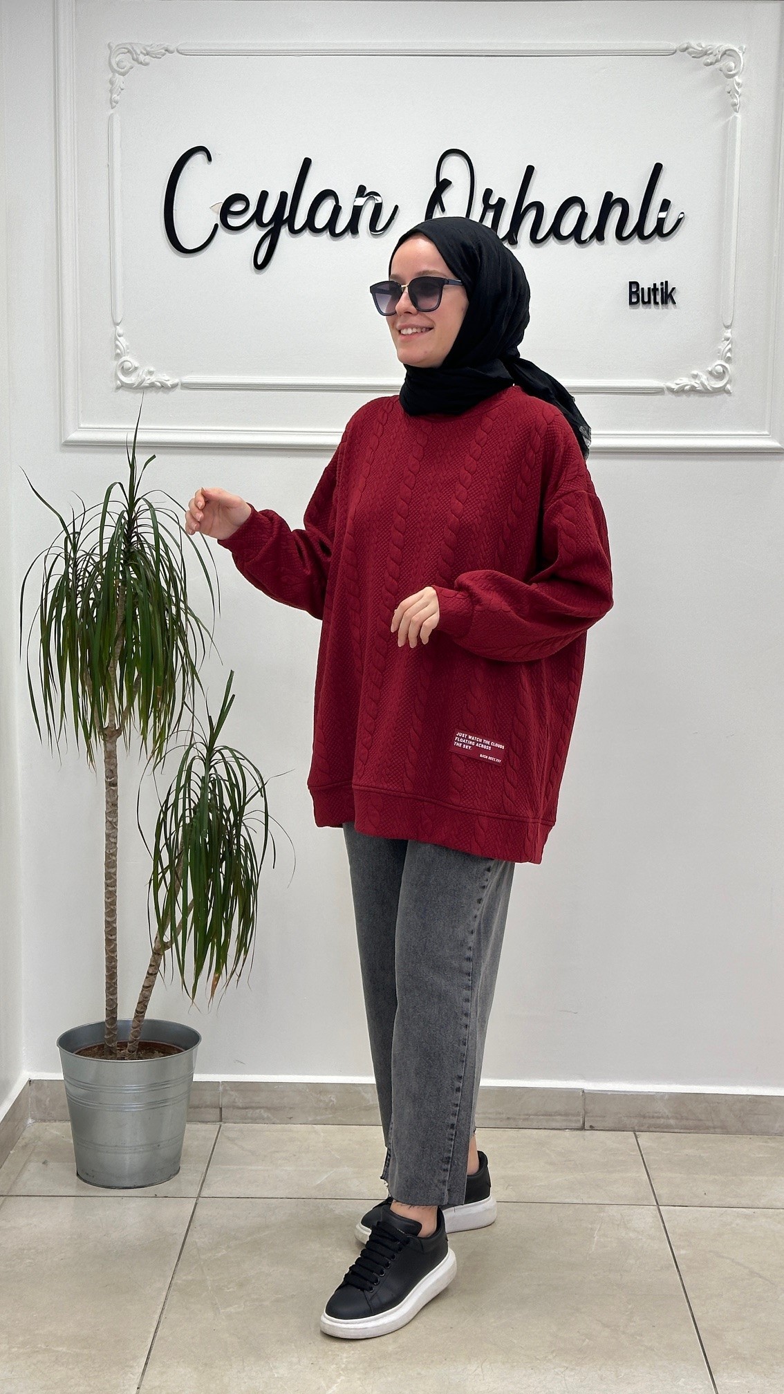 SARIYER SAÇ ÖRGÜ ETİKETLİ SWEAT