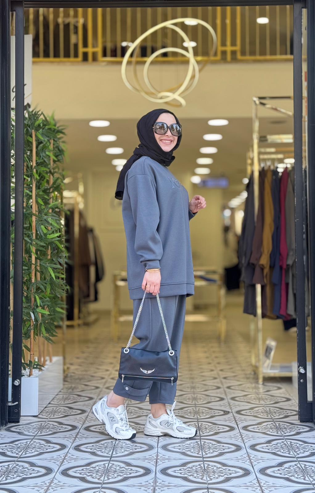 CASEY TAŞ BASKILI TAKIM - ANTRASİT