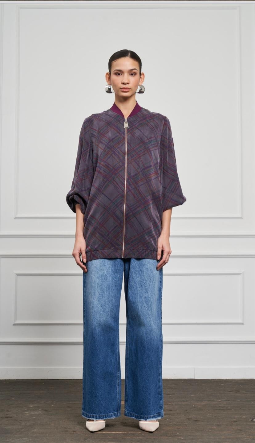 NUSS LEA BOMBER KAP - MOR