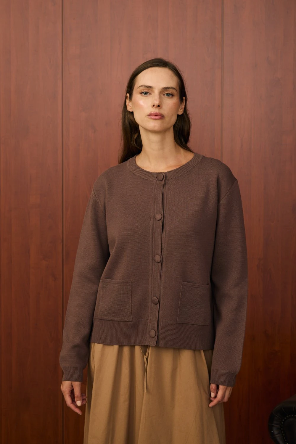 MERWİSH BOMBER MİNİ HIRKA - KAHVE