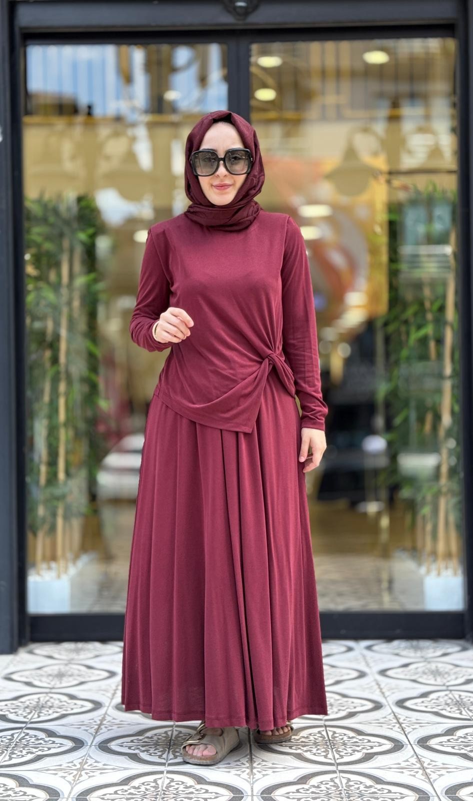 MADONNA ETEKLİ TAKIM - BORDO