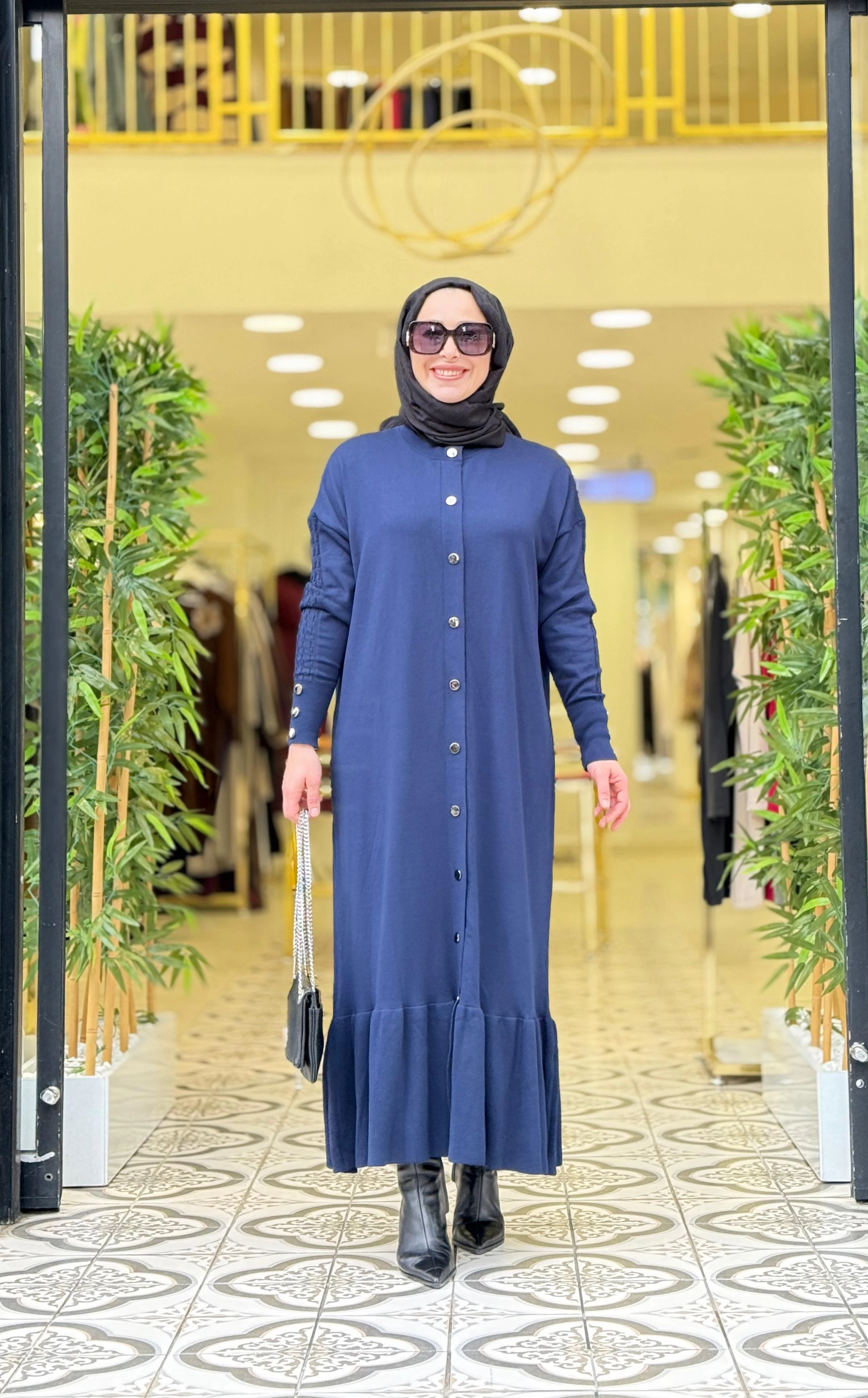 KNIT SAWARA ELBİSE - LACİVERT