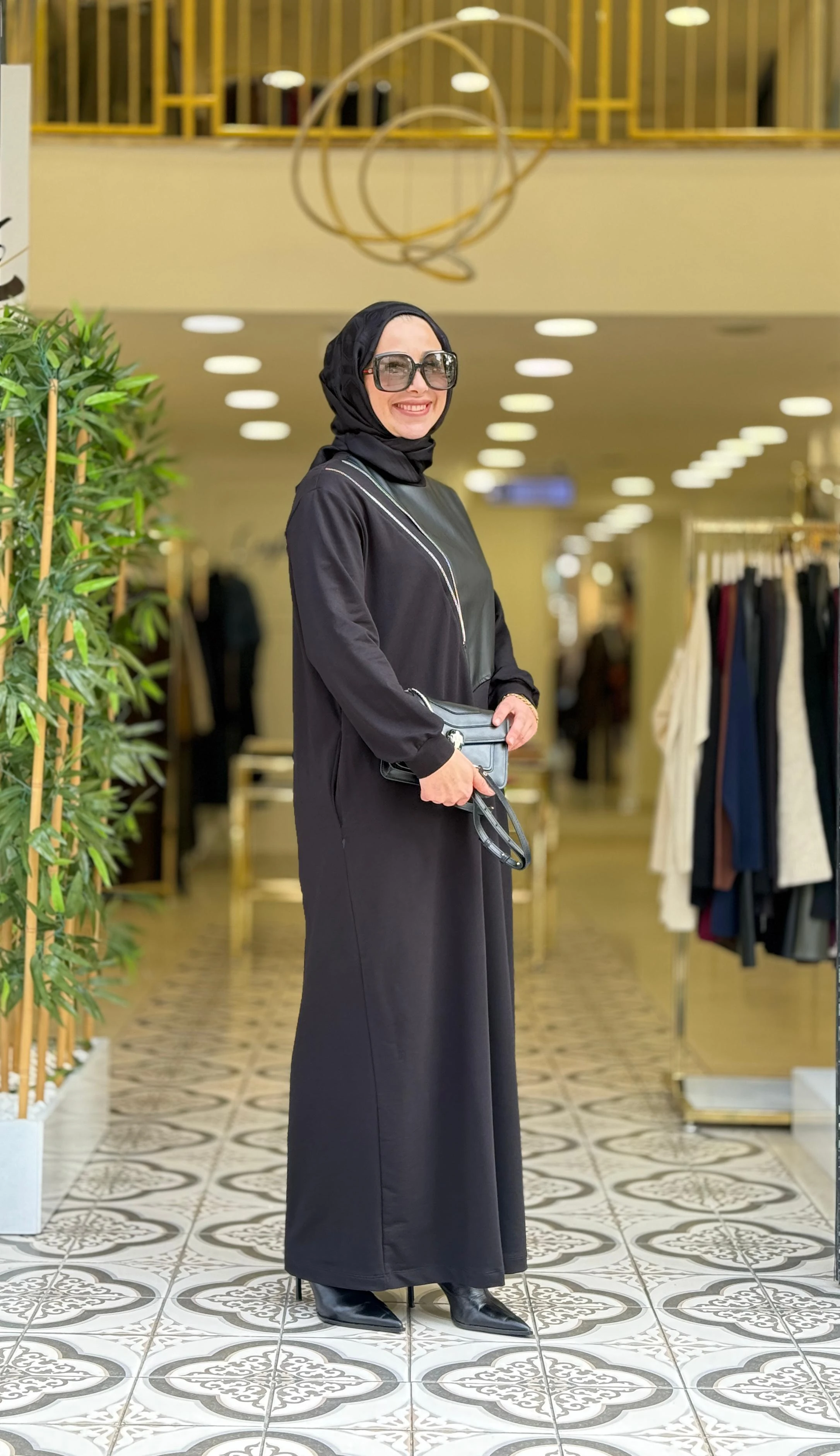 DİLVİ FERMUARLI DERİ ELBİSE