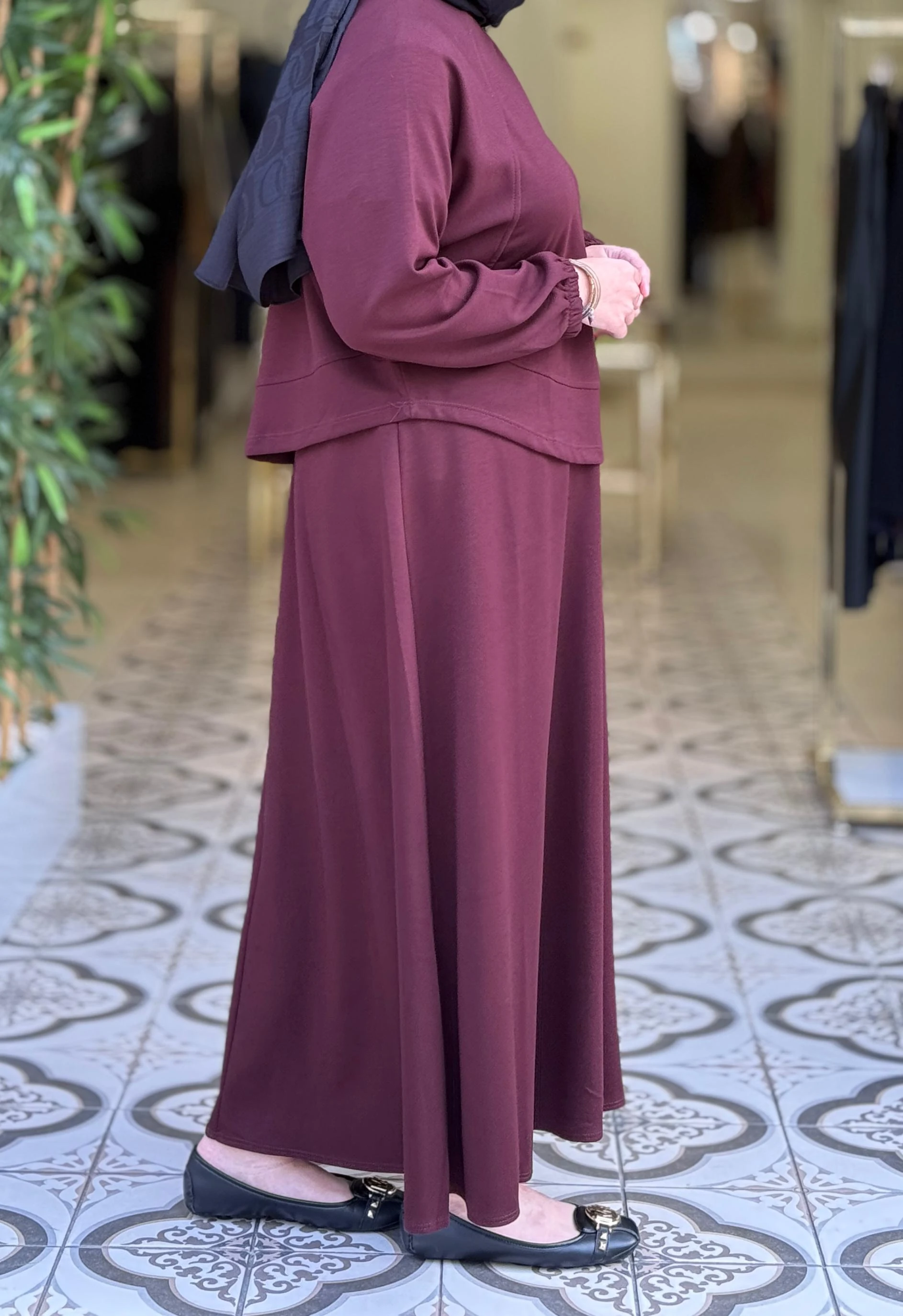 MİRALAY ETEKLİ TAKIM - BORDO