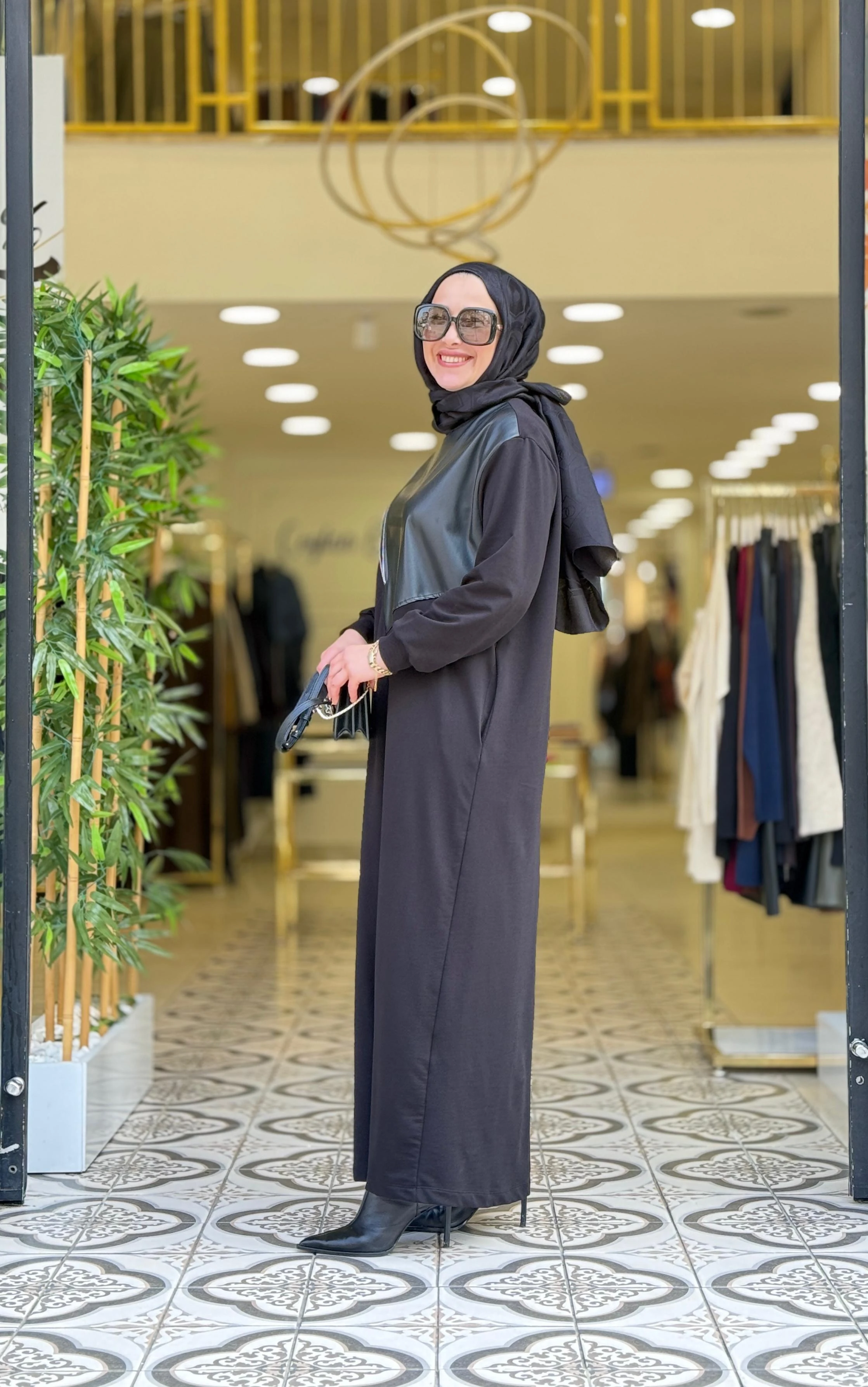 DİLVİ FERMUARLI DERİ ELBİSE