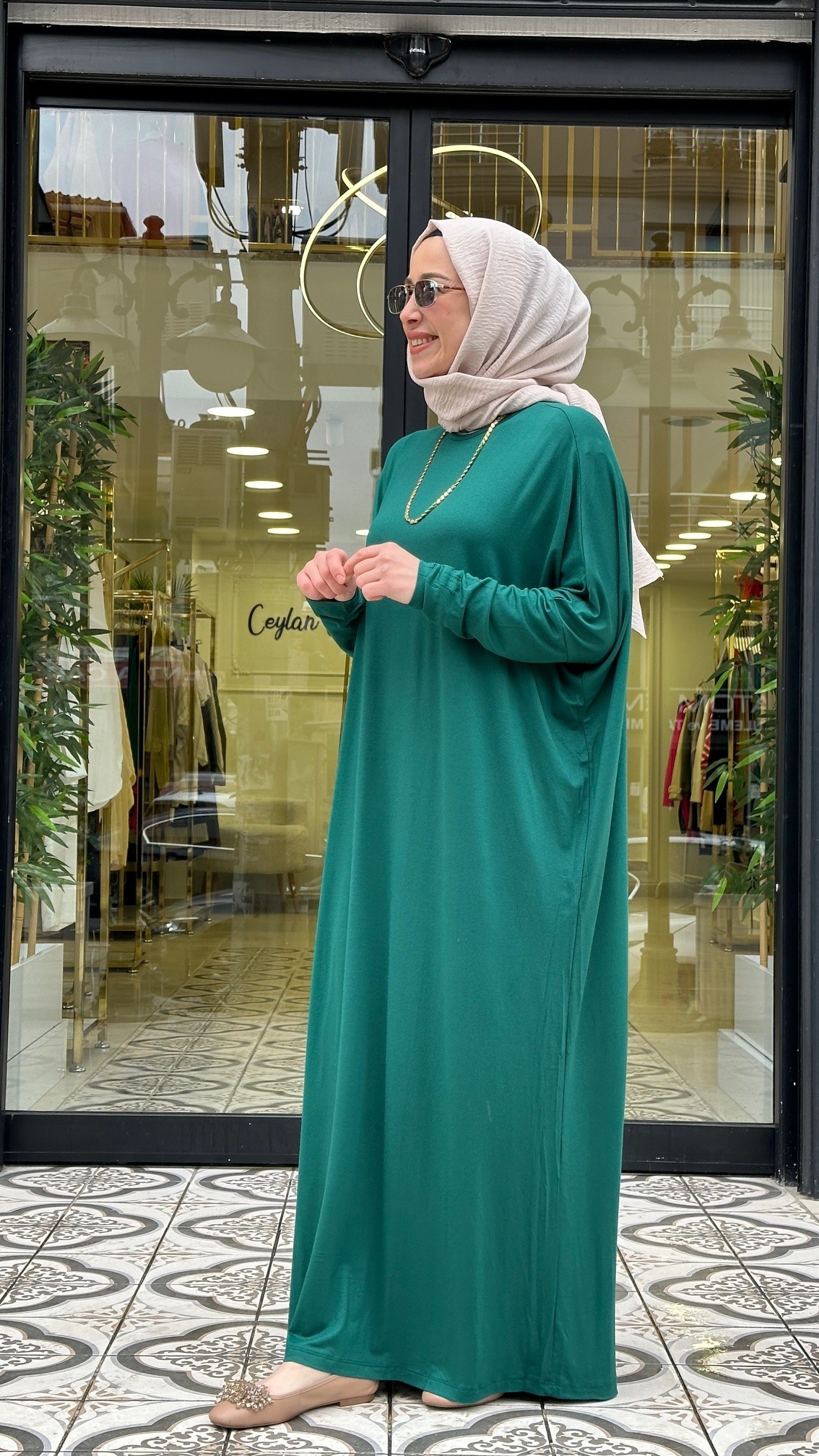 DAR YARASA BILEK BOY NAMAZ ELBISE - ZÜMRÜT