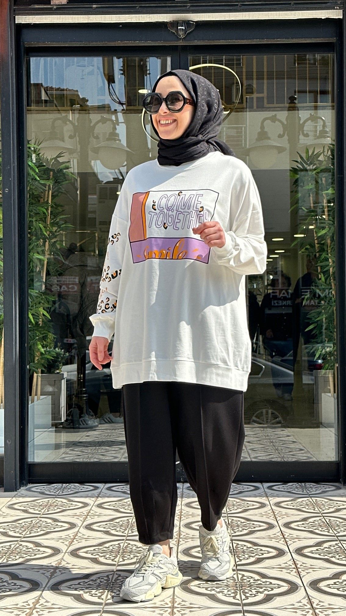 TOGETHER LEOPAR BASKI SWEAT