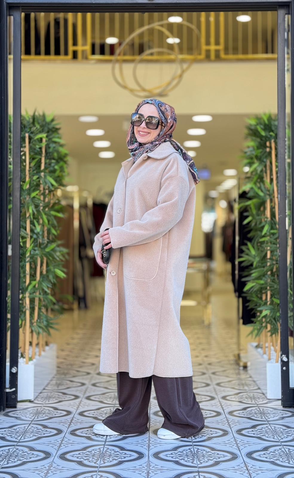 DEVE TÜYÜ OVERSİZE KAP - VİZON