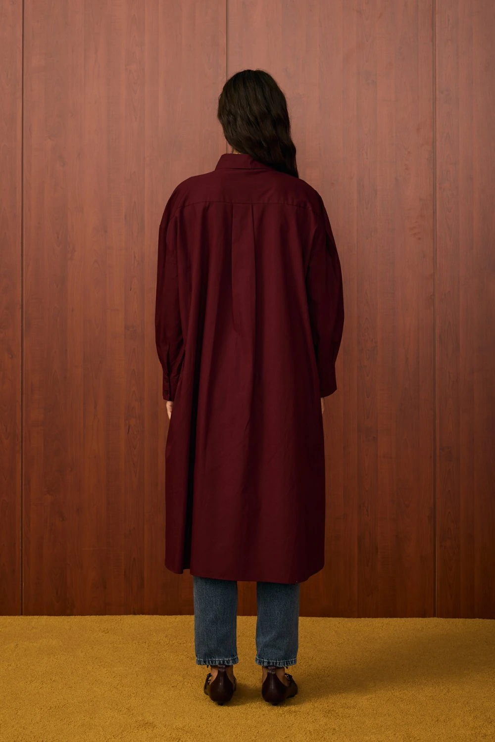 MERWİSH SHİNE PLUS UZUN GÖMLEK - BORDO