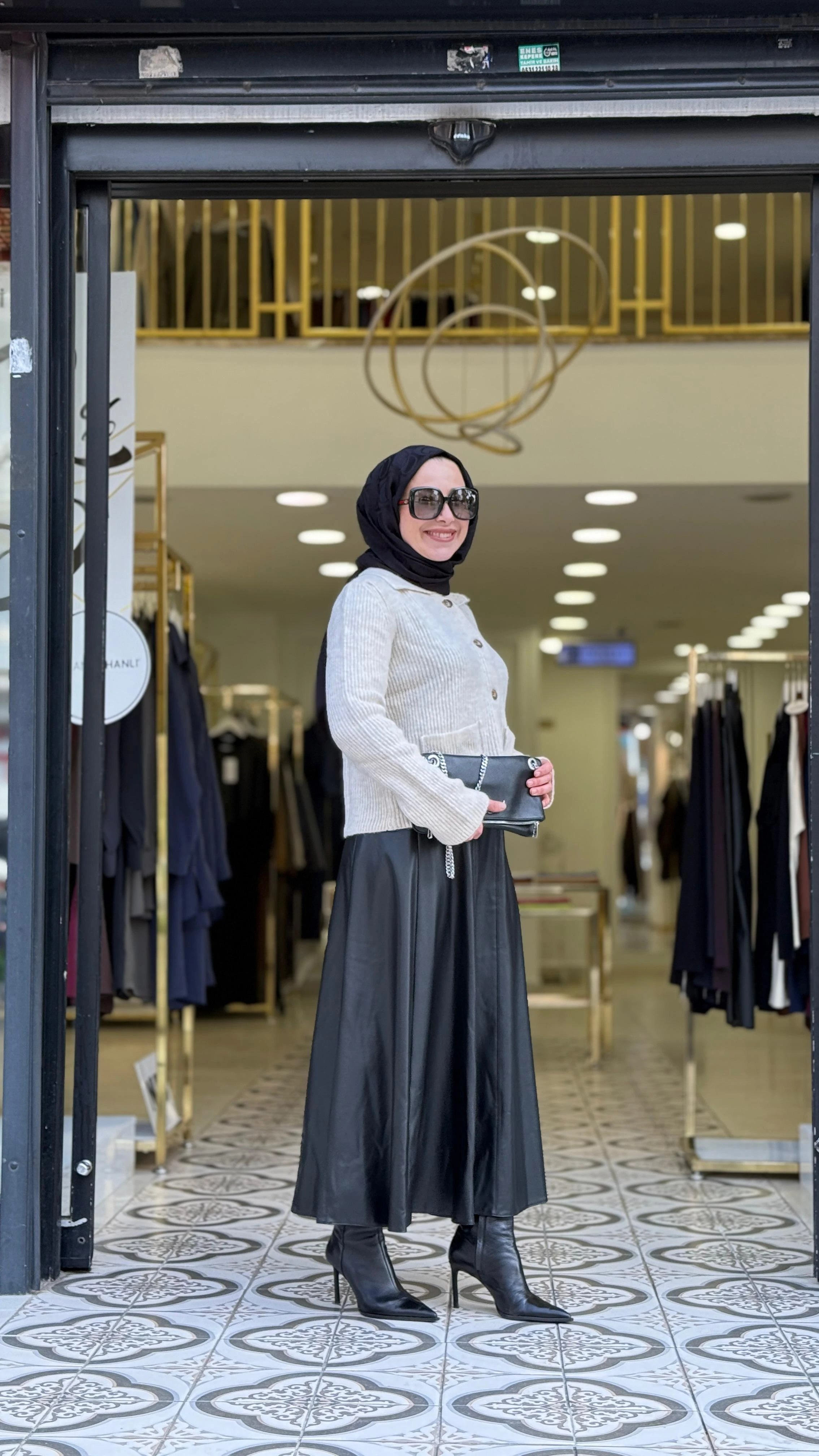 İNNA DERİ ETEK - SİYAH