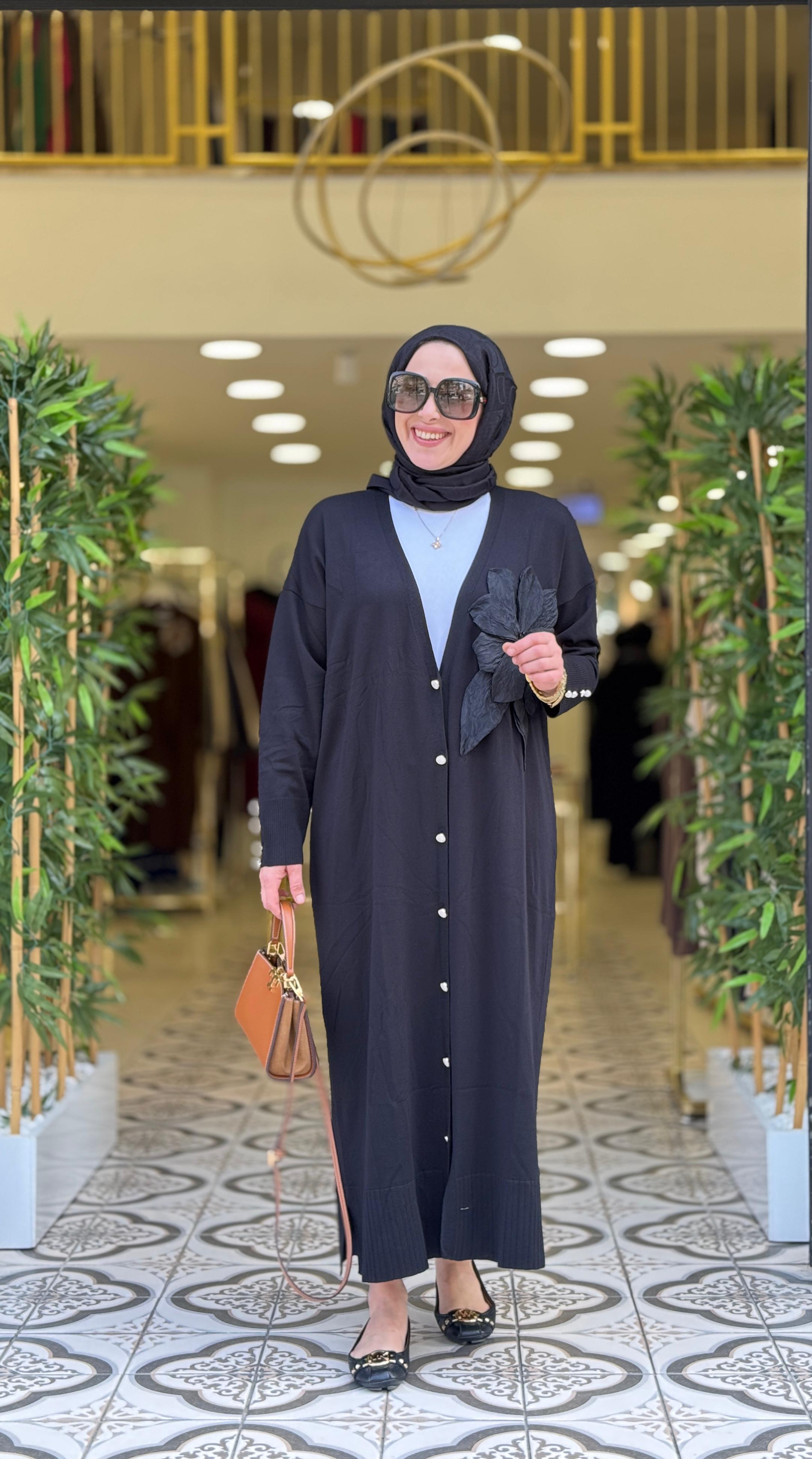 LİSA UZUN DESENLİ HIRKA - SİYAH