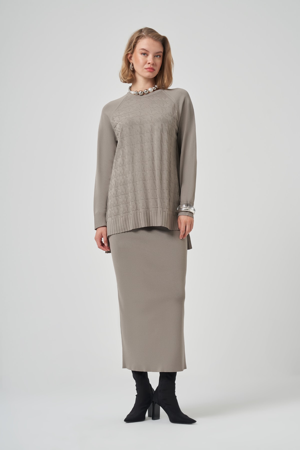 NUSS LOOK ETEKLİ TAKIM - GRİ