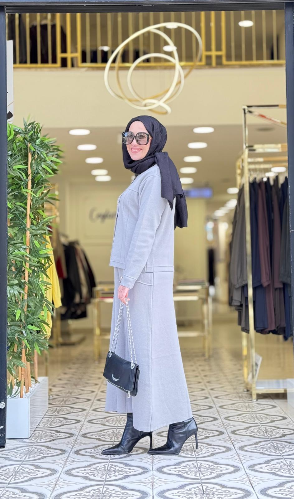 ZENA ETEKLİ TAKIM - GRİ