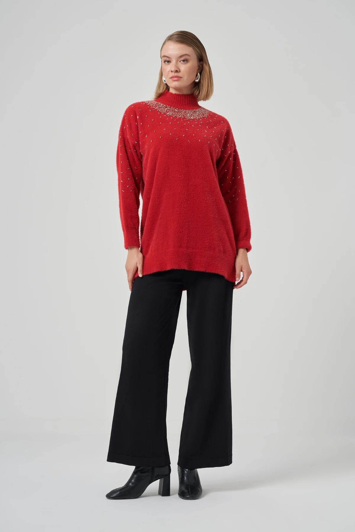 NUSS NUVİA TAŞ ANGORA TUNİK