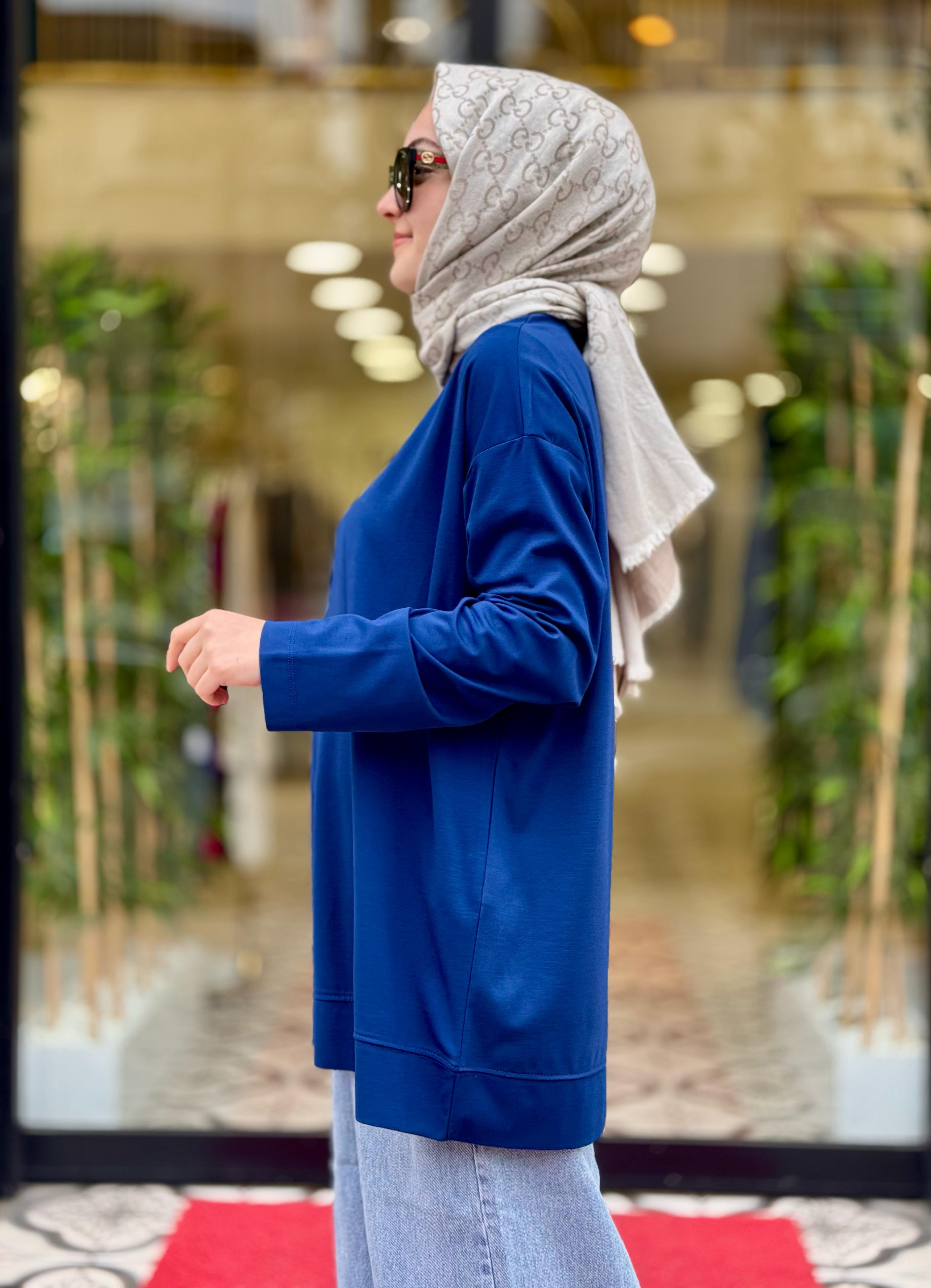 İCONİC BASKILI BASİC SWEAT - LACİVERT