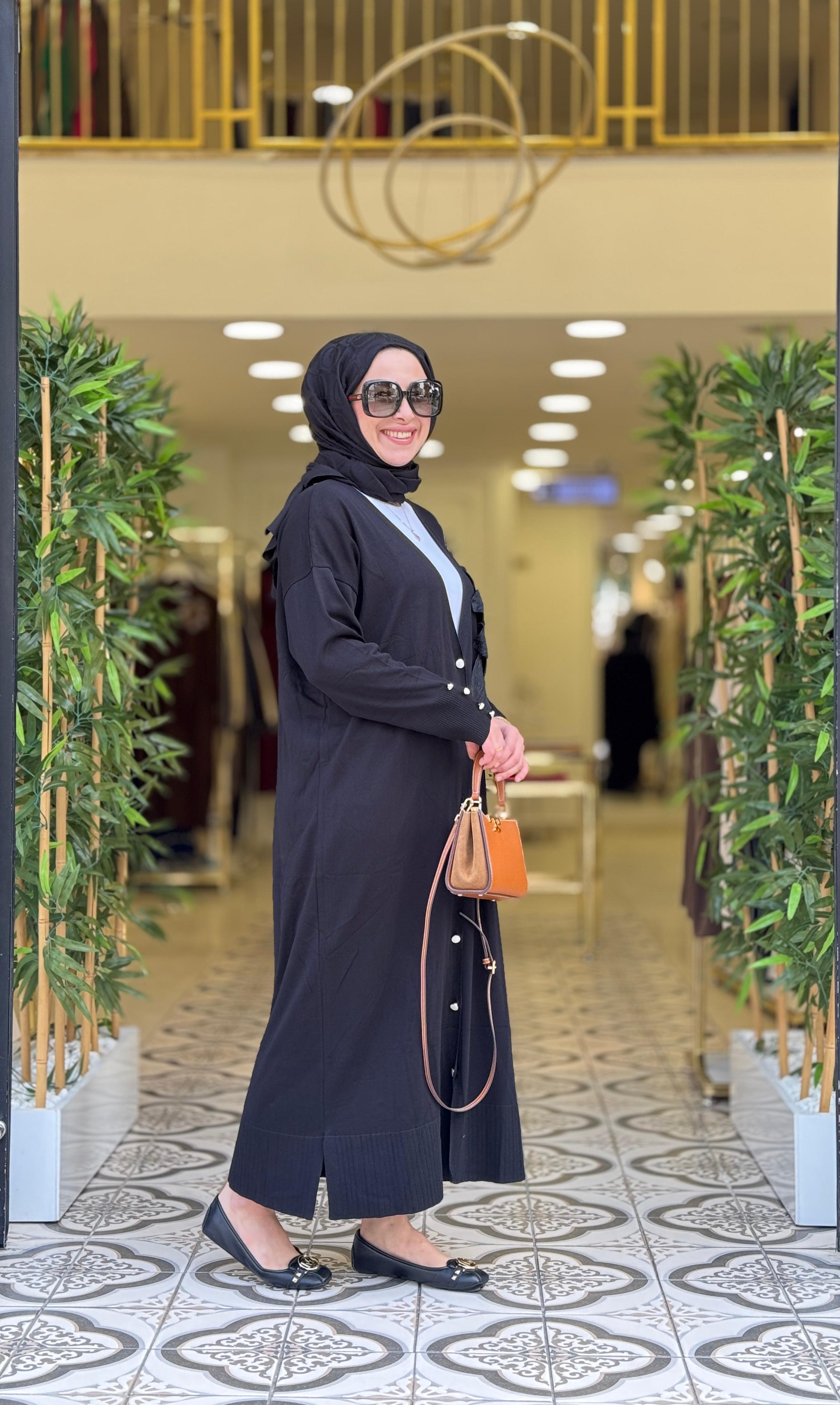 LİSA UZUN DESENLİ HIRKA - SİYAH