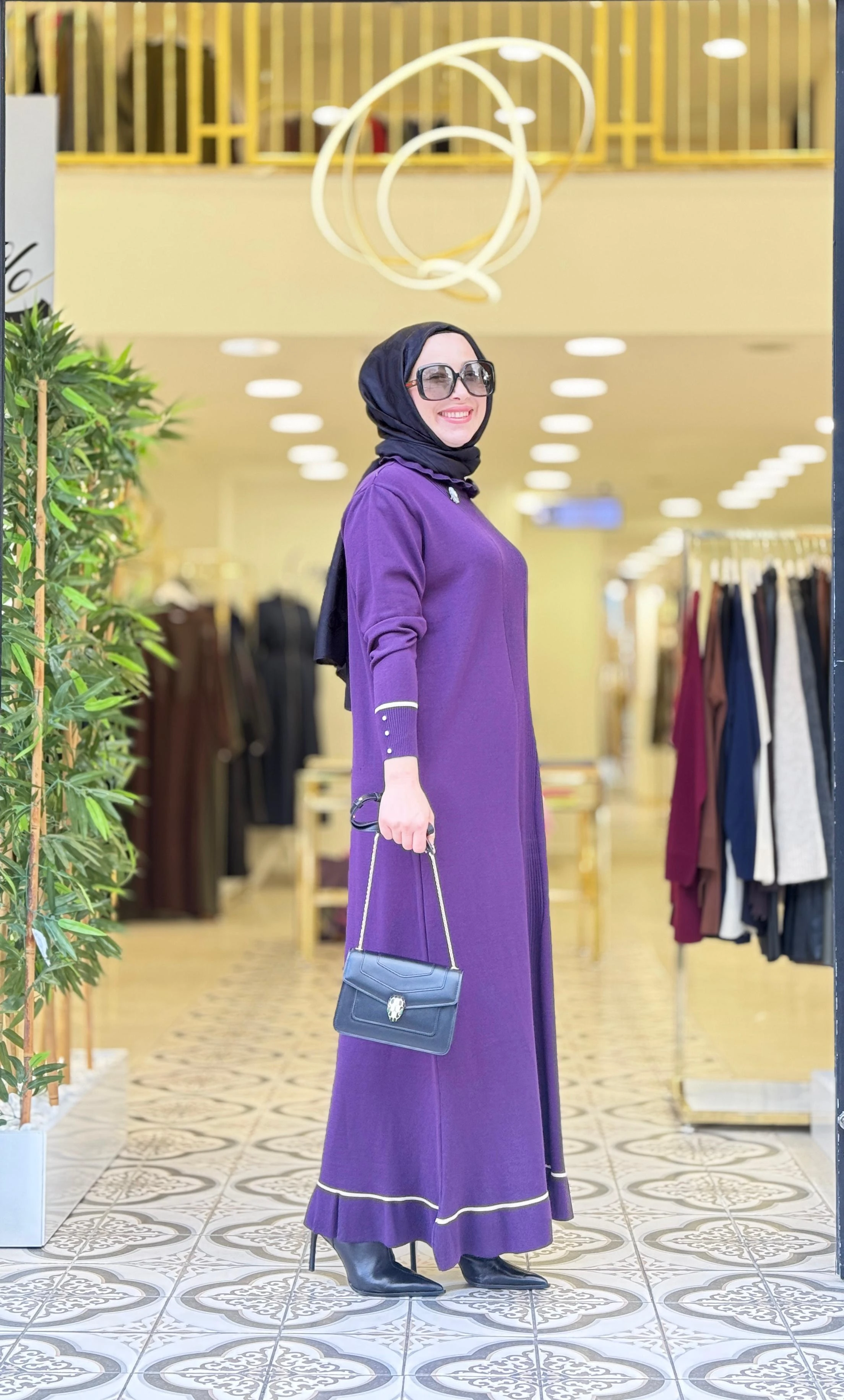 VEVA TRİKO ELBİSE - MÜRDÜN