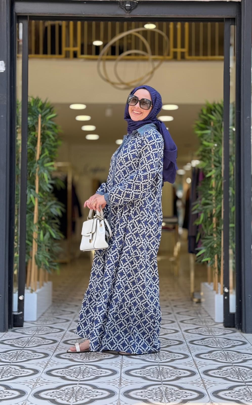 FLORA ELBİSE - LACİVERT