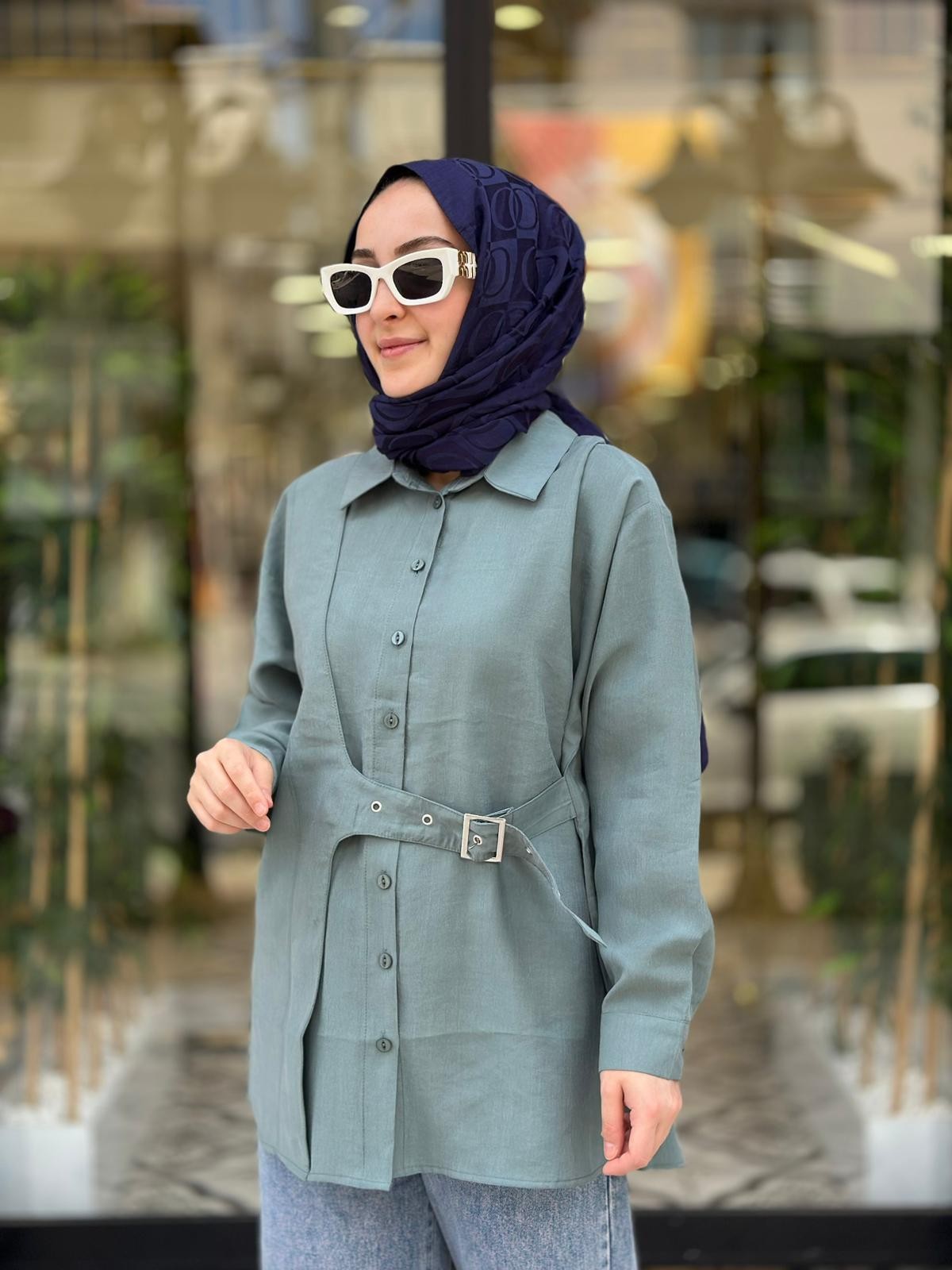 GÜMÜŞ KEMERLİ GÖMLEK - HAKİ