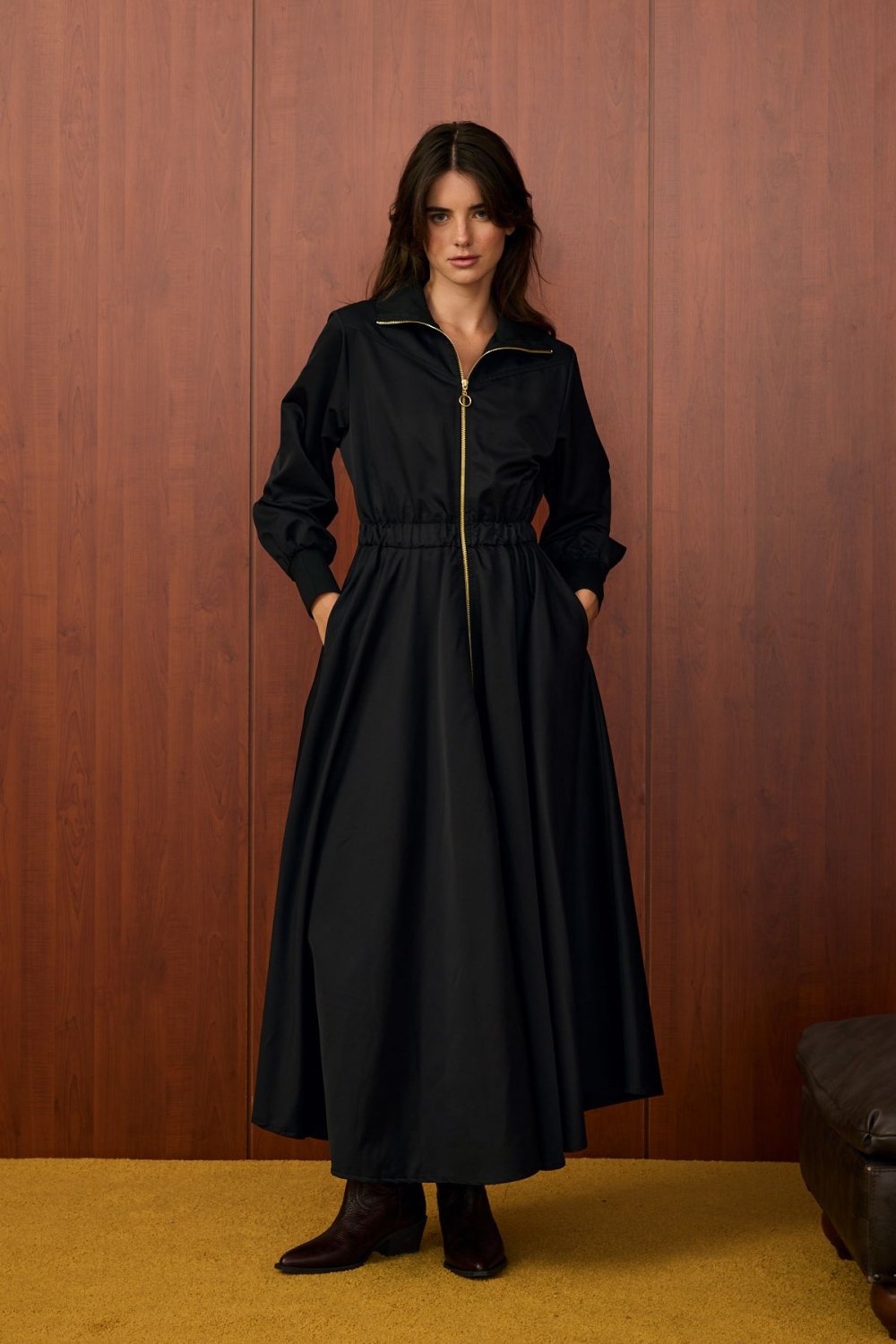 MERWİSH KOLEJ ELBİSE - SİYAH