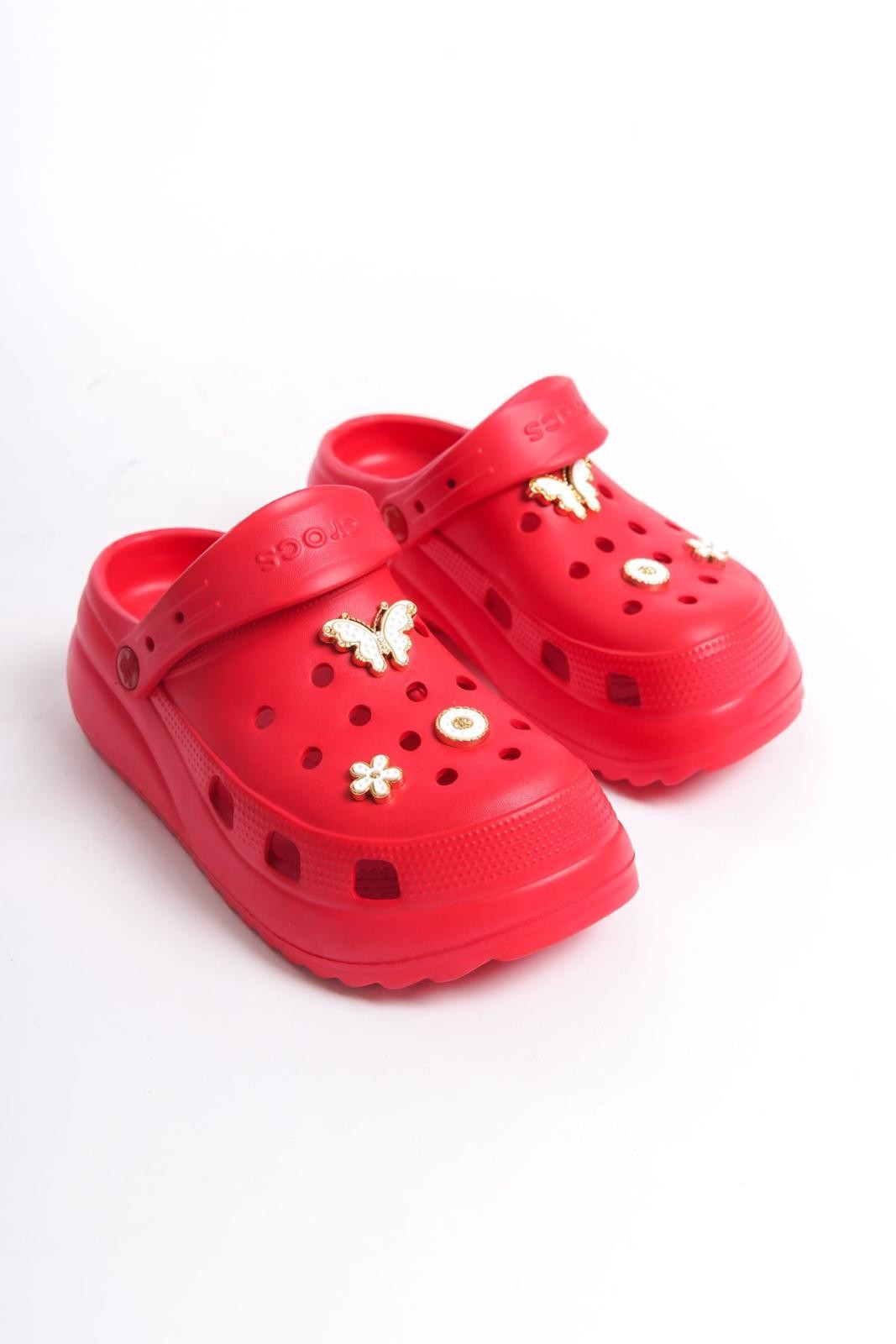 Crocs Sandalet/Terlik Tokalı Kırmızı