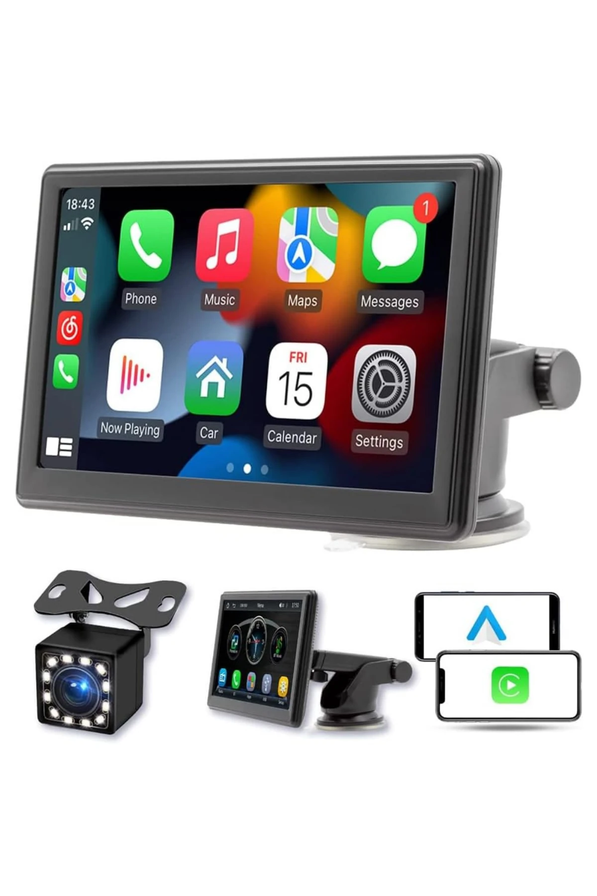  Ekranlı Carplay Apple Android Uyumlu 9.2 inç 4K Görüntü Arka/Ön Görüş Kameralı Araç Ekranı