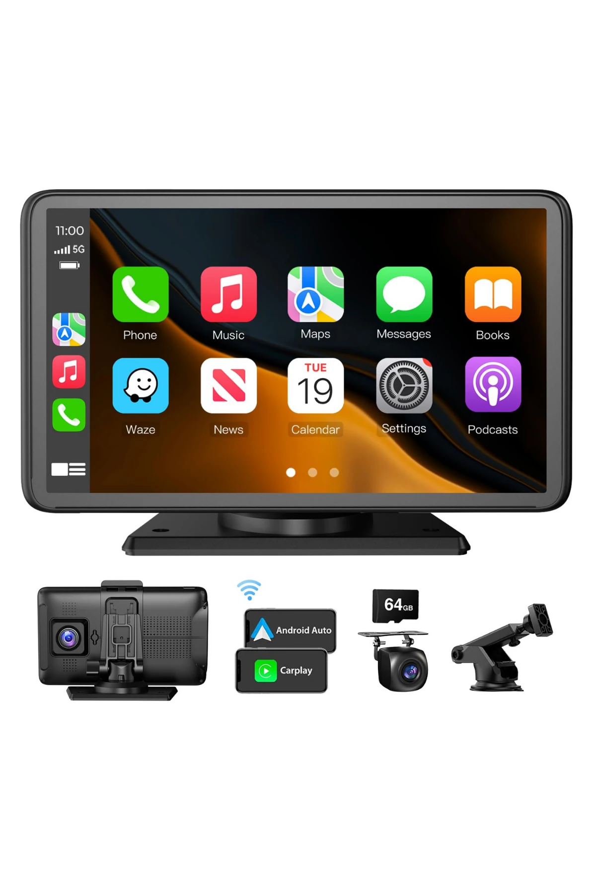  Ekranlı Carplay Apple Android Uyumlu 9.2 inç 4K Görüntü Arka/Ön Görüş Kameralı Araç Ekranı