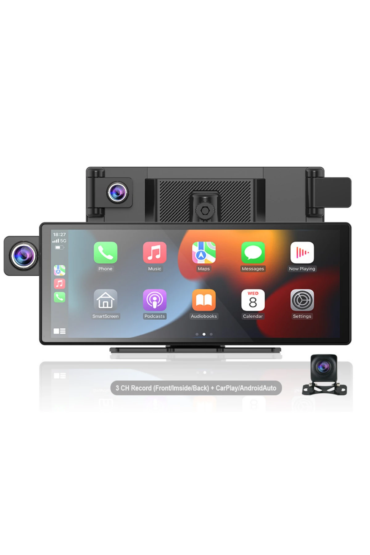 Ekranlı Carplay Apple Android Uyumlu 10.3 inç 2K Görüntü Arka/Ön/İç Görüş Kameralı Araç Ekranı