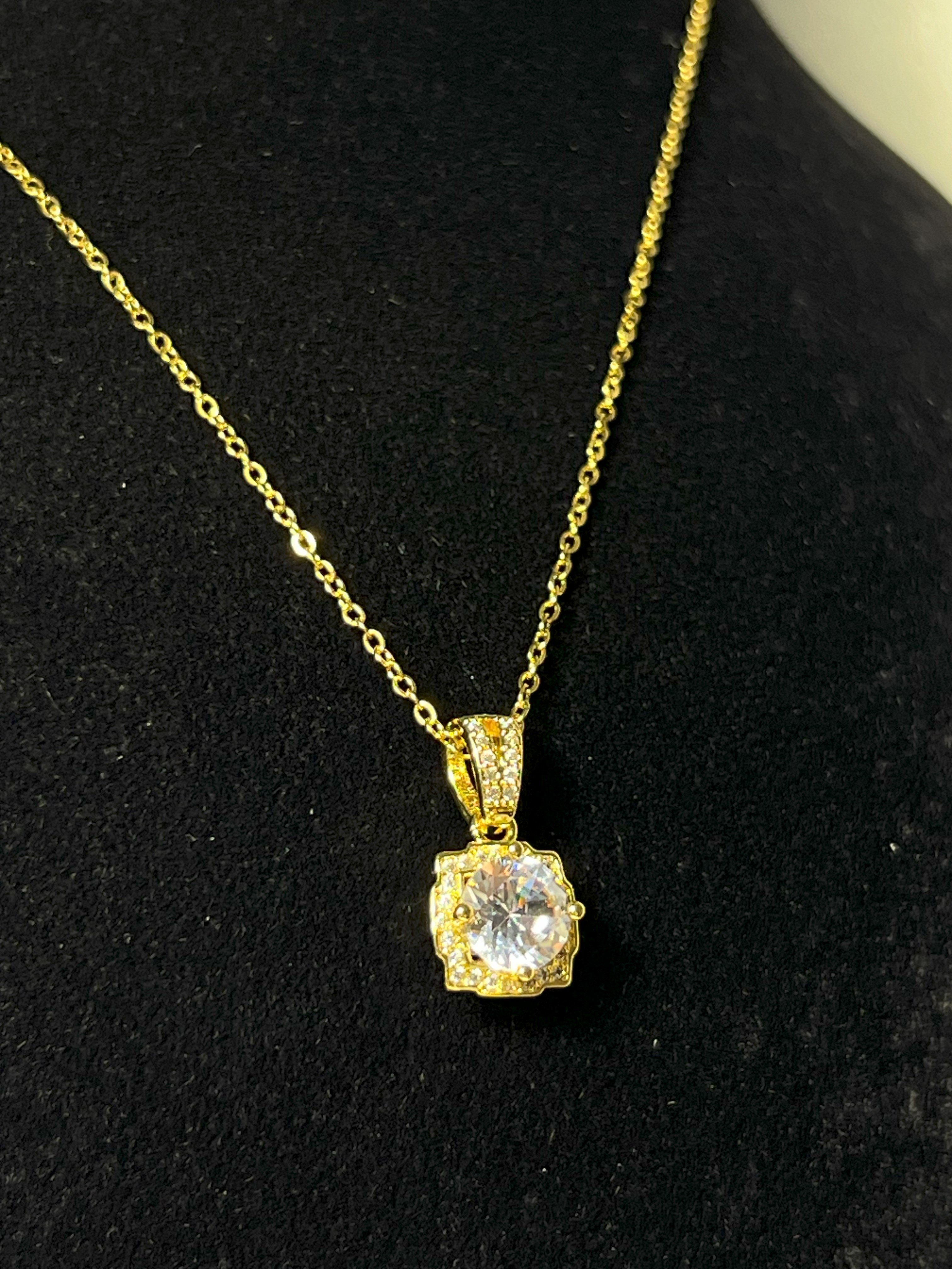 TEK TAŞ KOLYE - GOLD