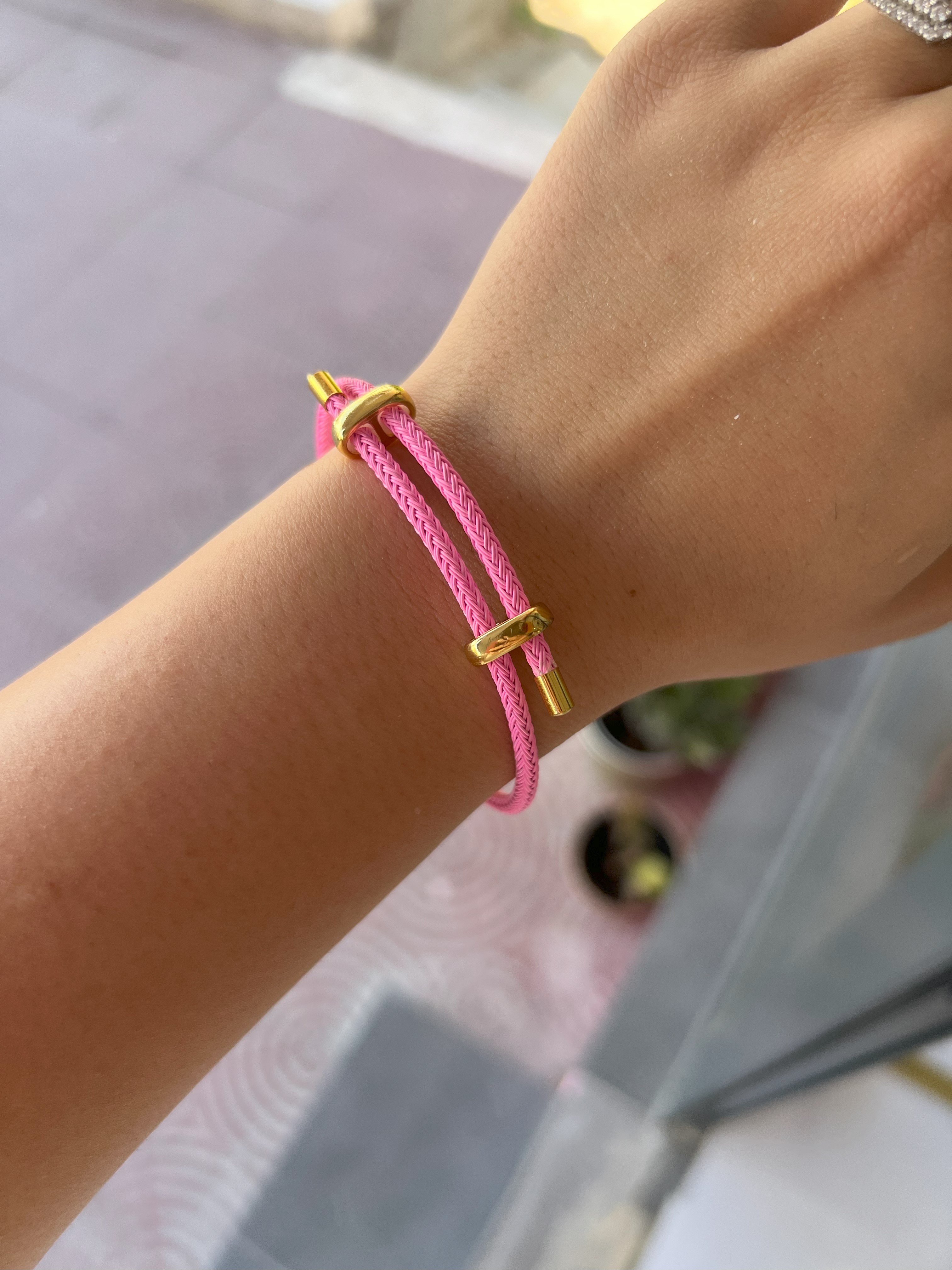 AYARLANABİLİR HASIR İP BİLEKLİK - PEMBE