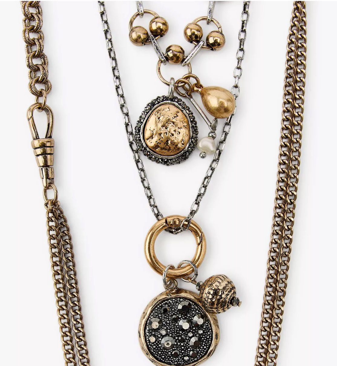 Marka Model Çift Renk Kalp Detay Üçlü Kolye