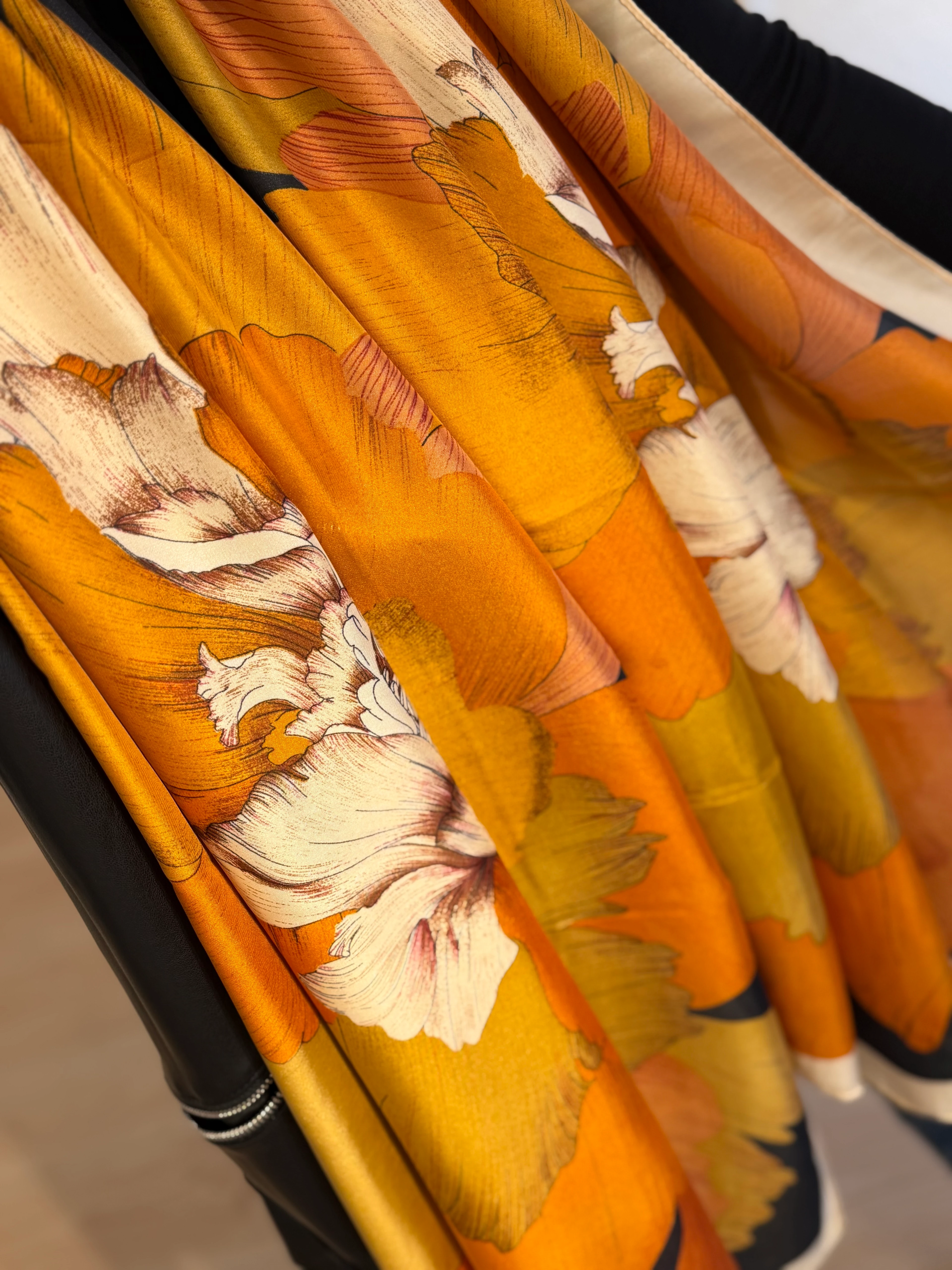 Turuncu Çiçek Fular Şal 90*180 cm