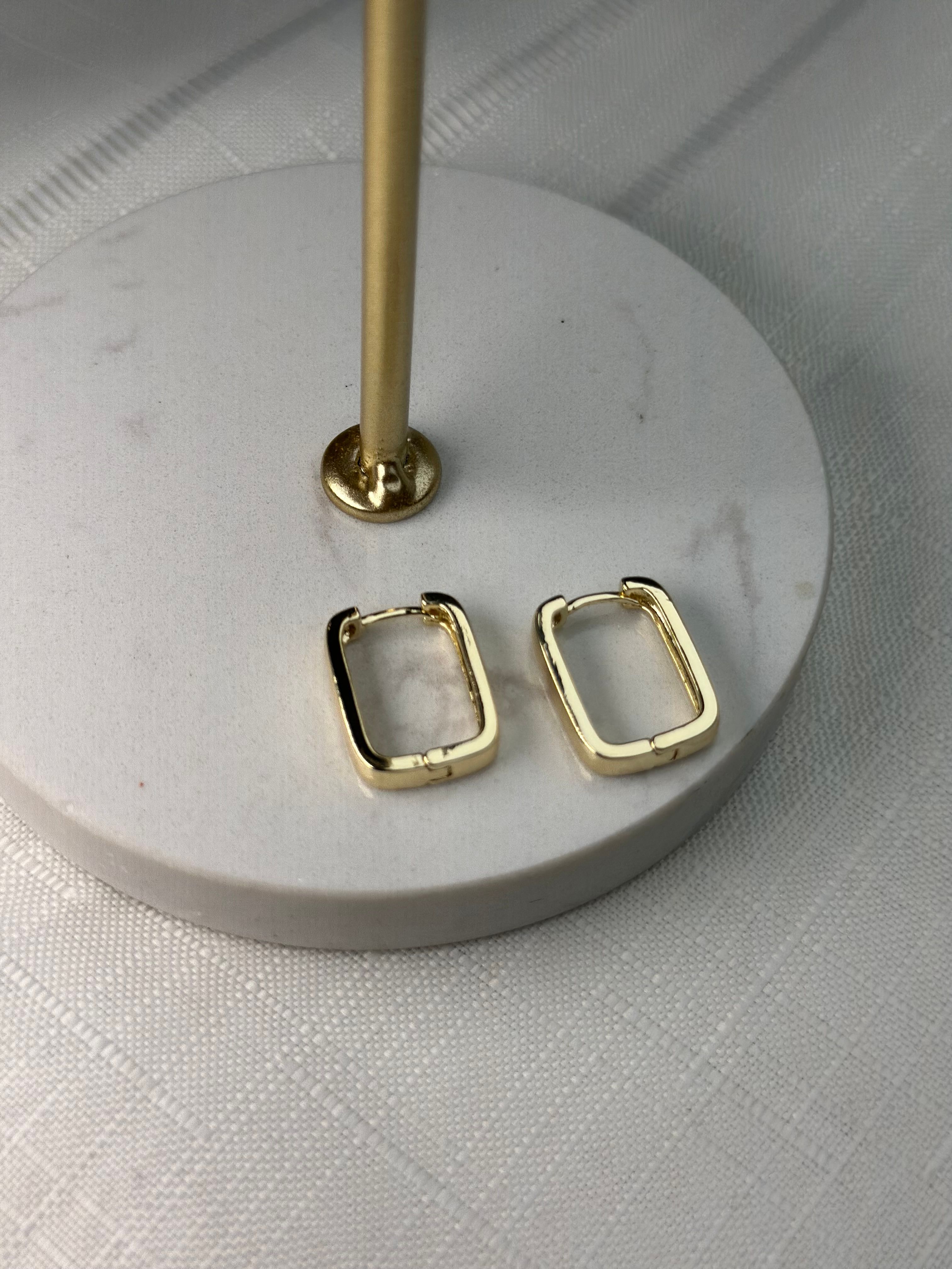 Gold Renk Dikdörtgen Halka küpe