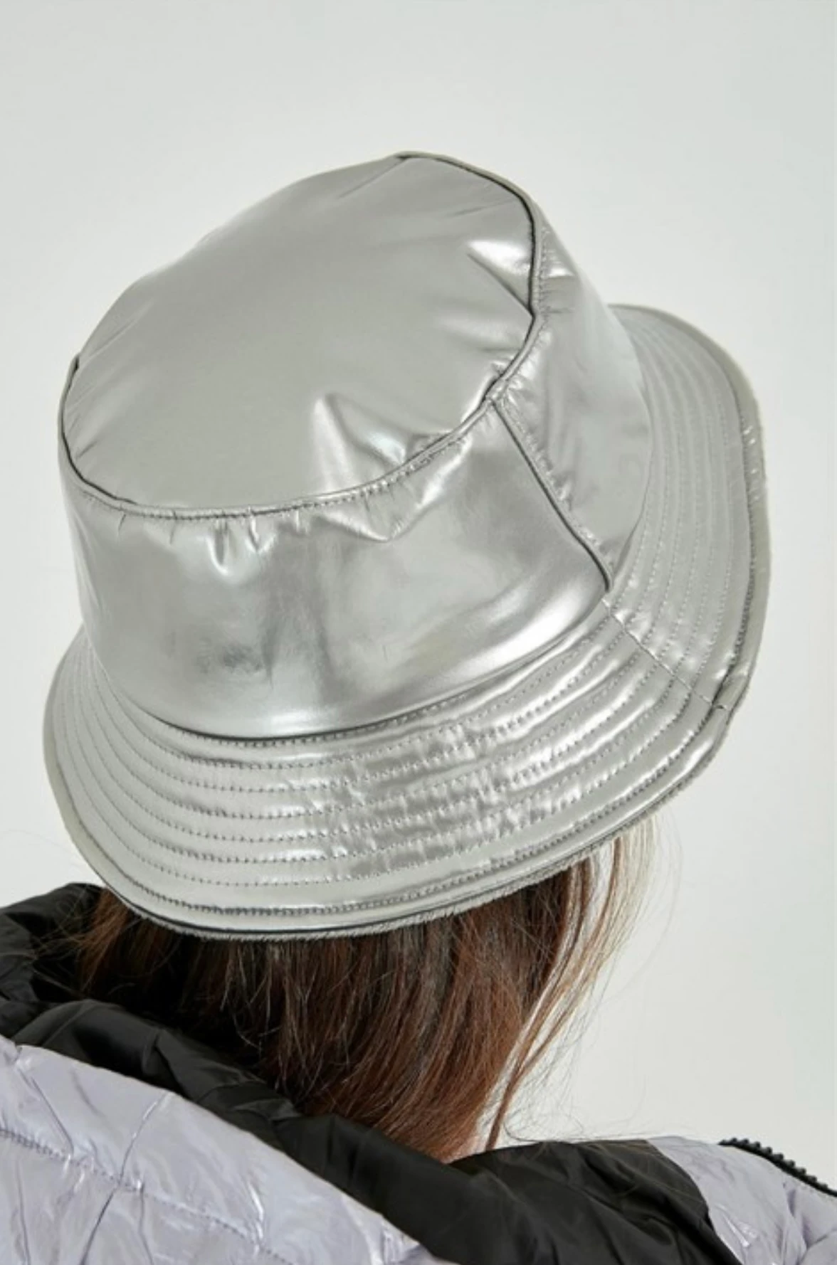 Metalik Gri Bucket Şapka