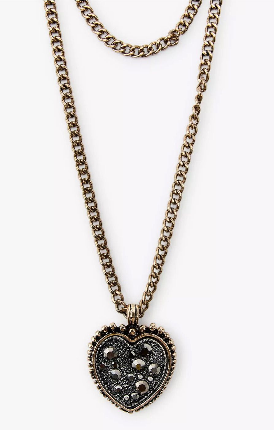 Marka Model Çift Renk Kalp Detay Üçlü Kolye