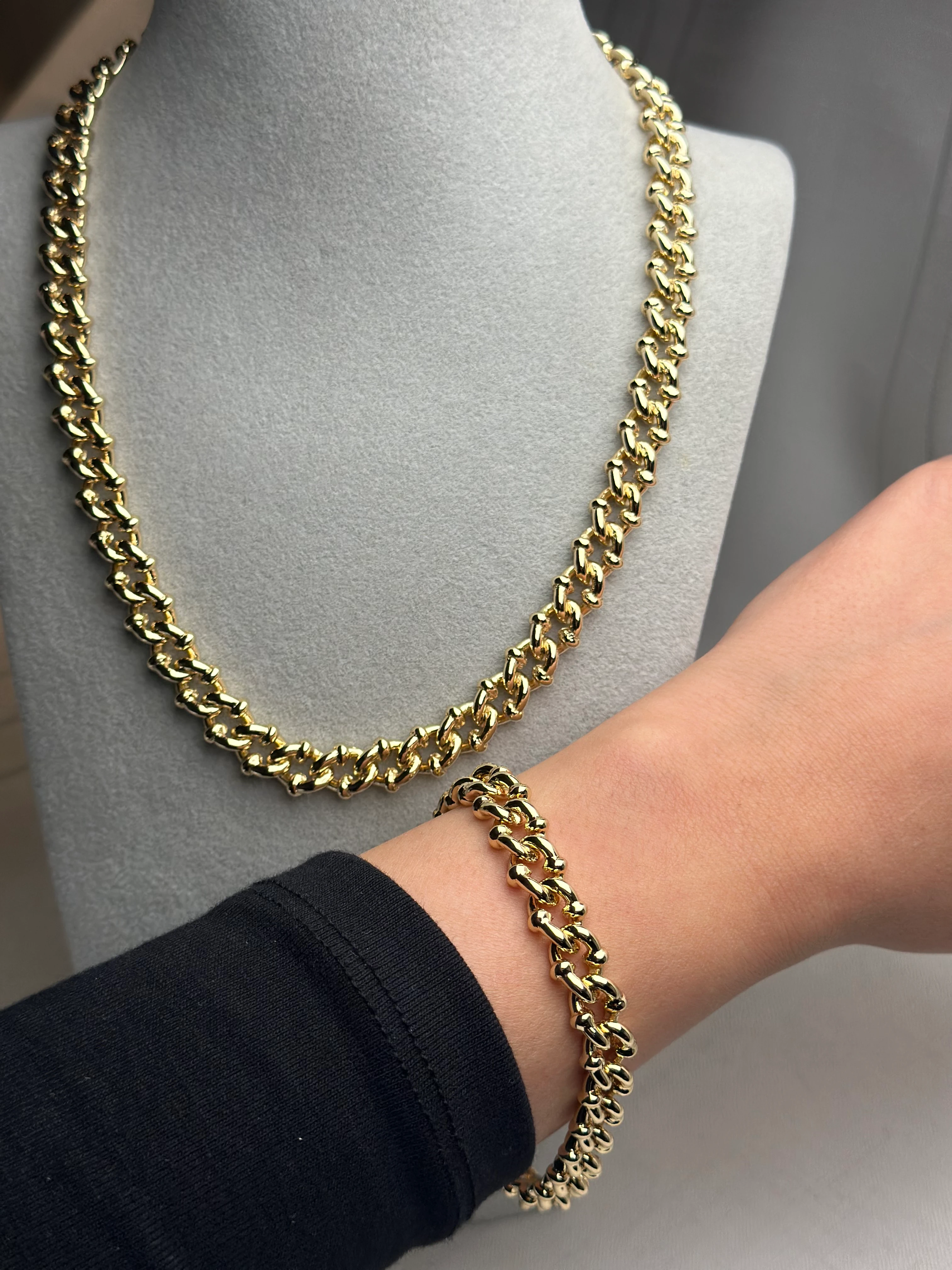 Xuping 14k Kalın Kolye Bileklik Set